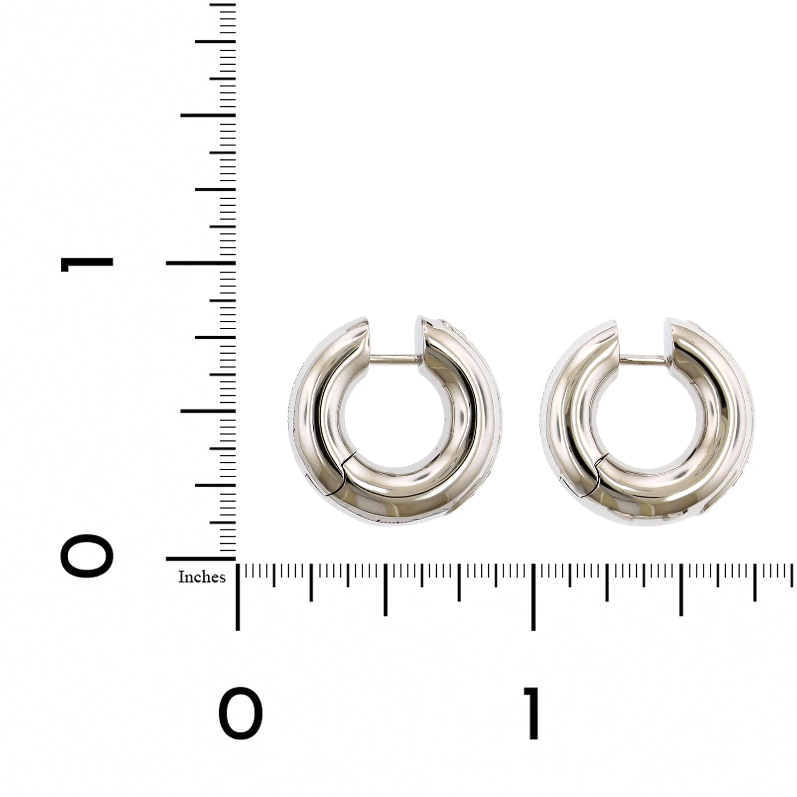 18K White Gold Channel Set Sapphire Huggie Earrings - Image 2