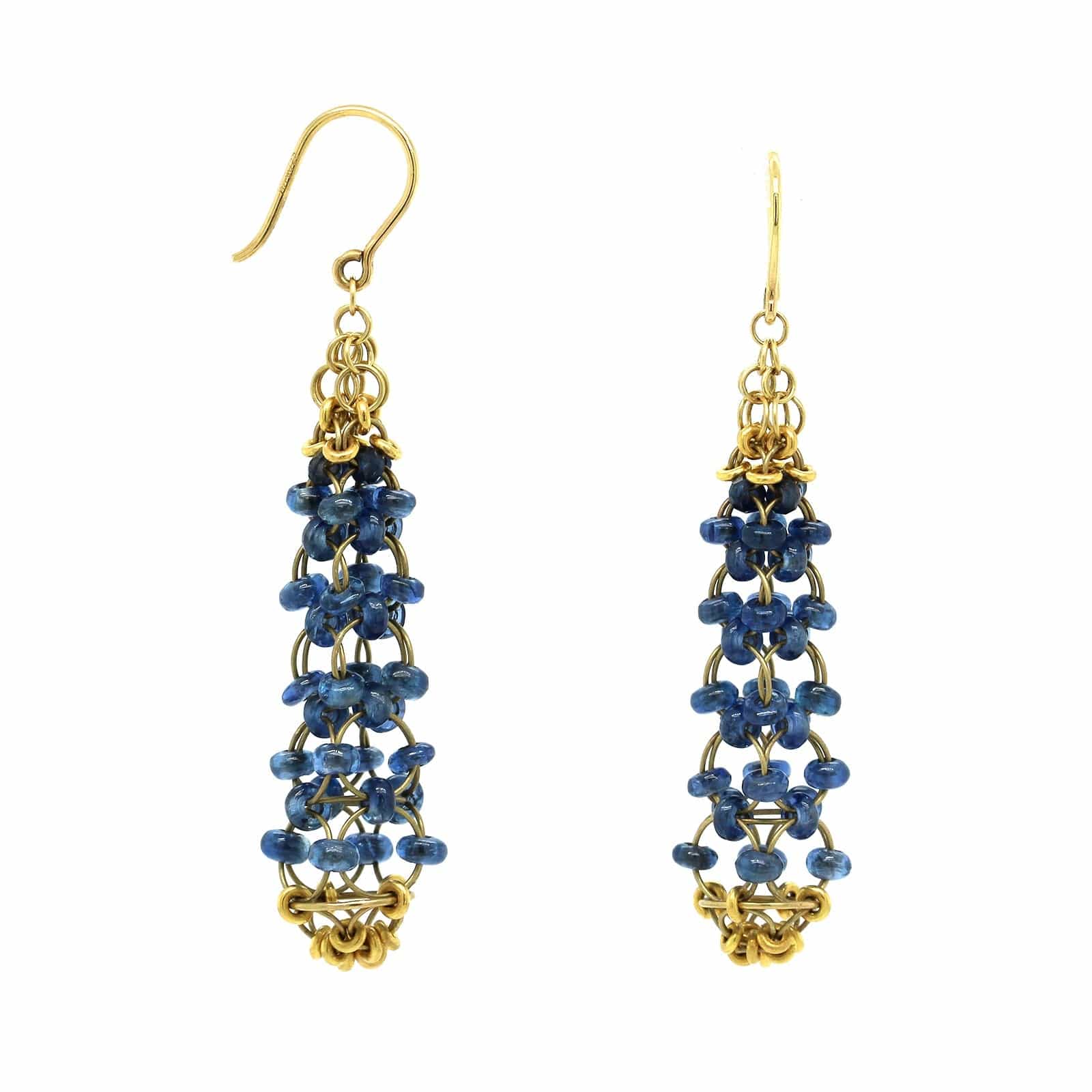 Mallary Marks 22K and 18K Yellow Gold Sapphire Bead Eiffel Tower Drop Earrings - Image 2
