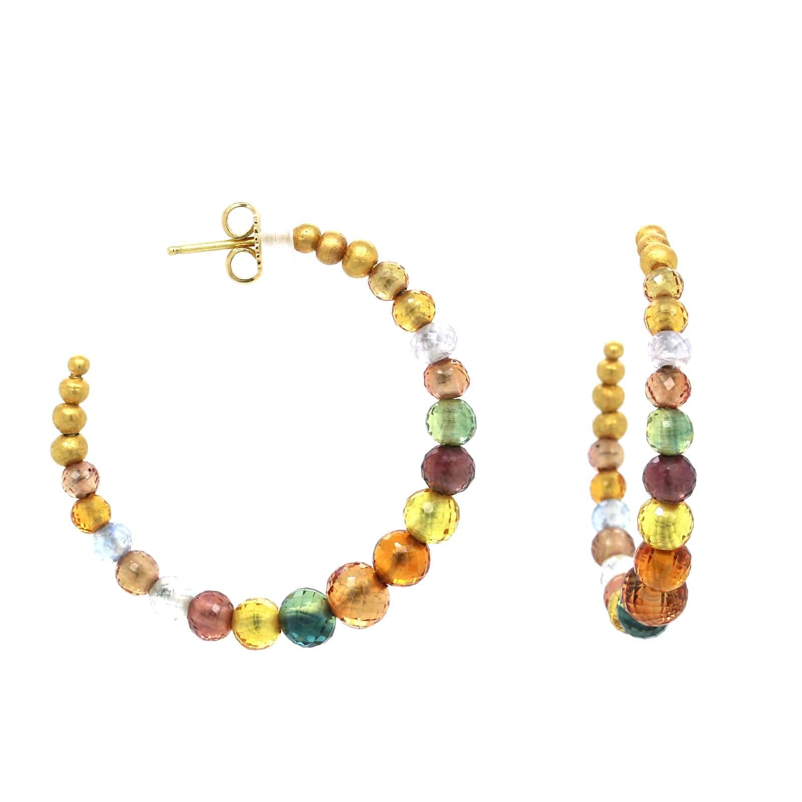 Mallary Marks 18K Yellow Gold Multi Color Sapphire Hoop Earrings - Image 3