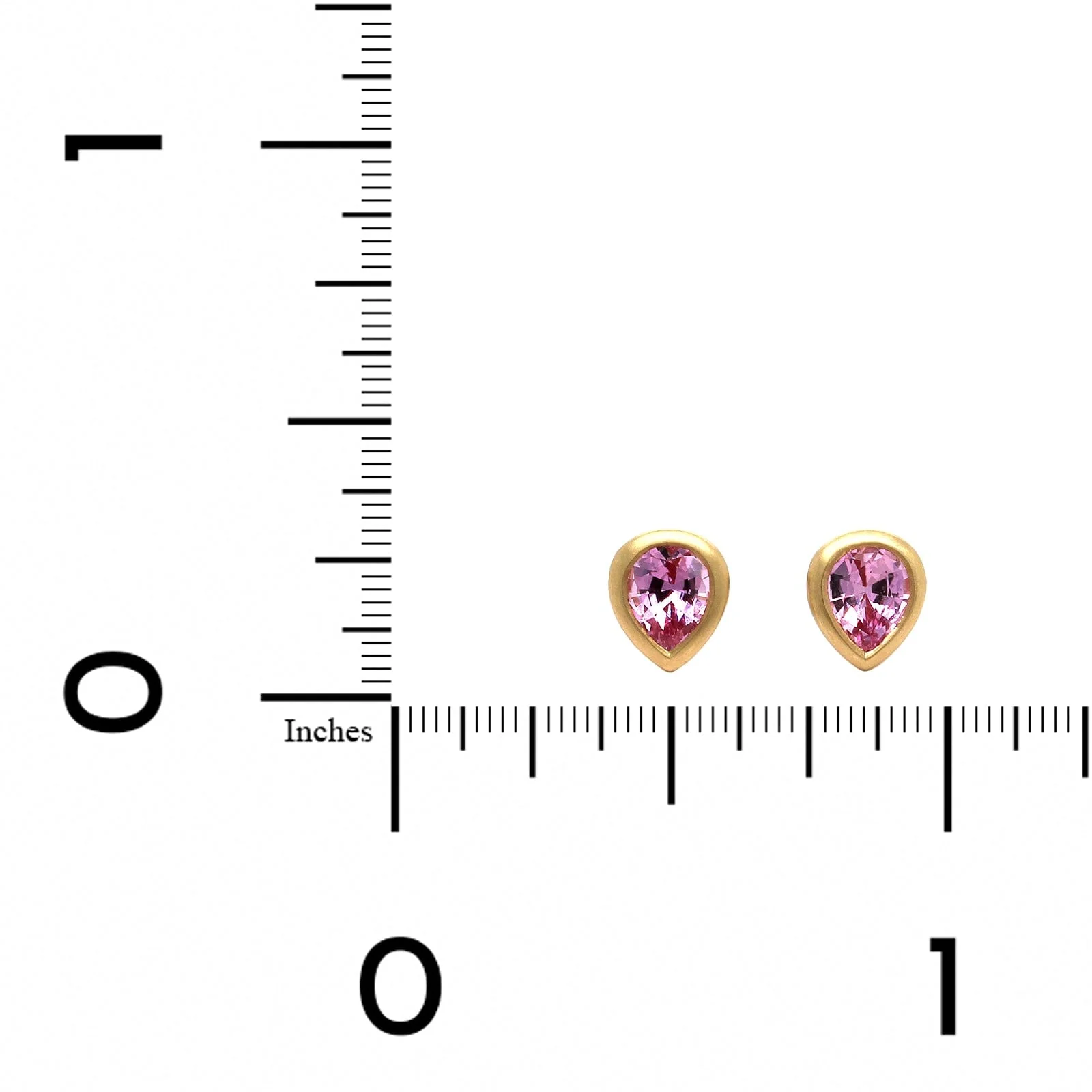 18K Yellow Gold Pink Sapphire Stud Earrings - Image 2