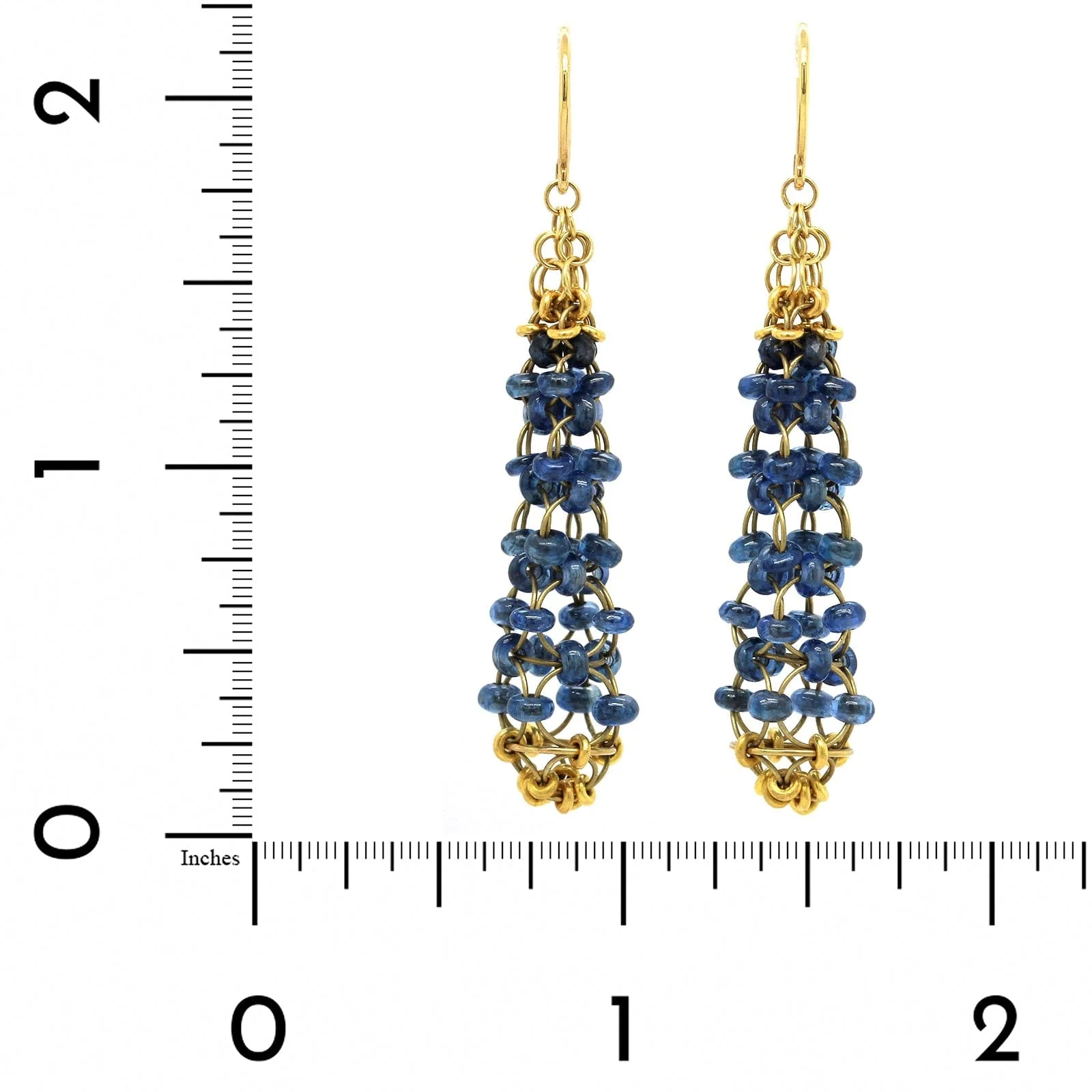 Mallary Marks 22K Yellow Gold Cabochon Sapphire Drop Earrings - Image 2