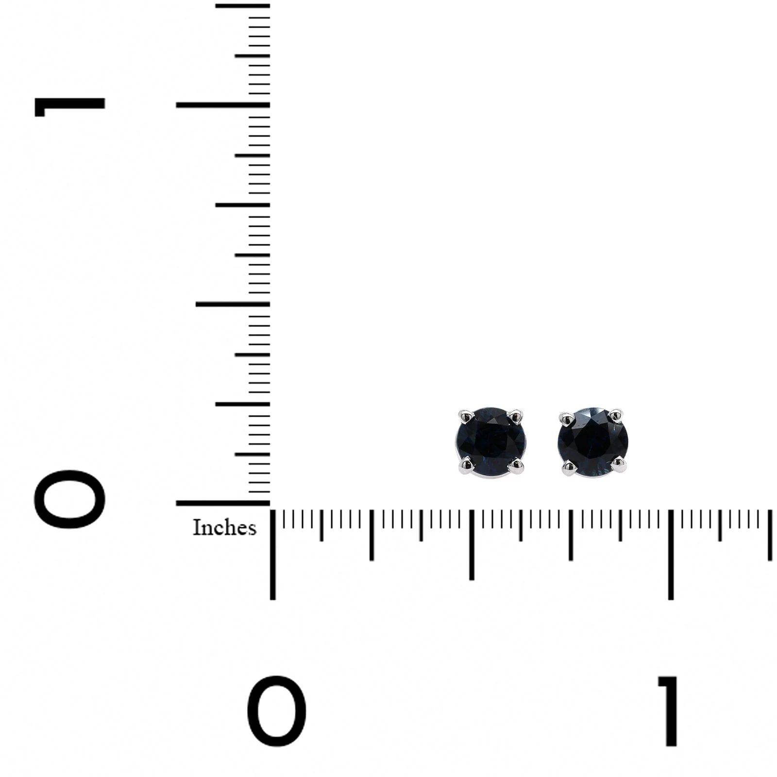 18K White Gold Round Sapphire Stud Earrings - Image 2