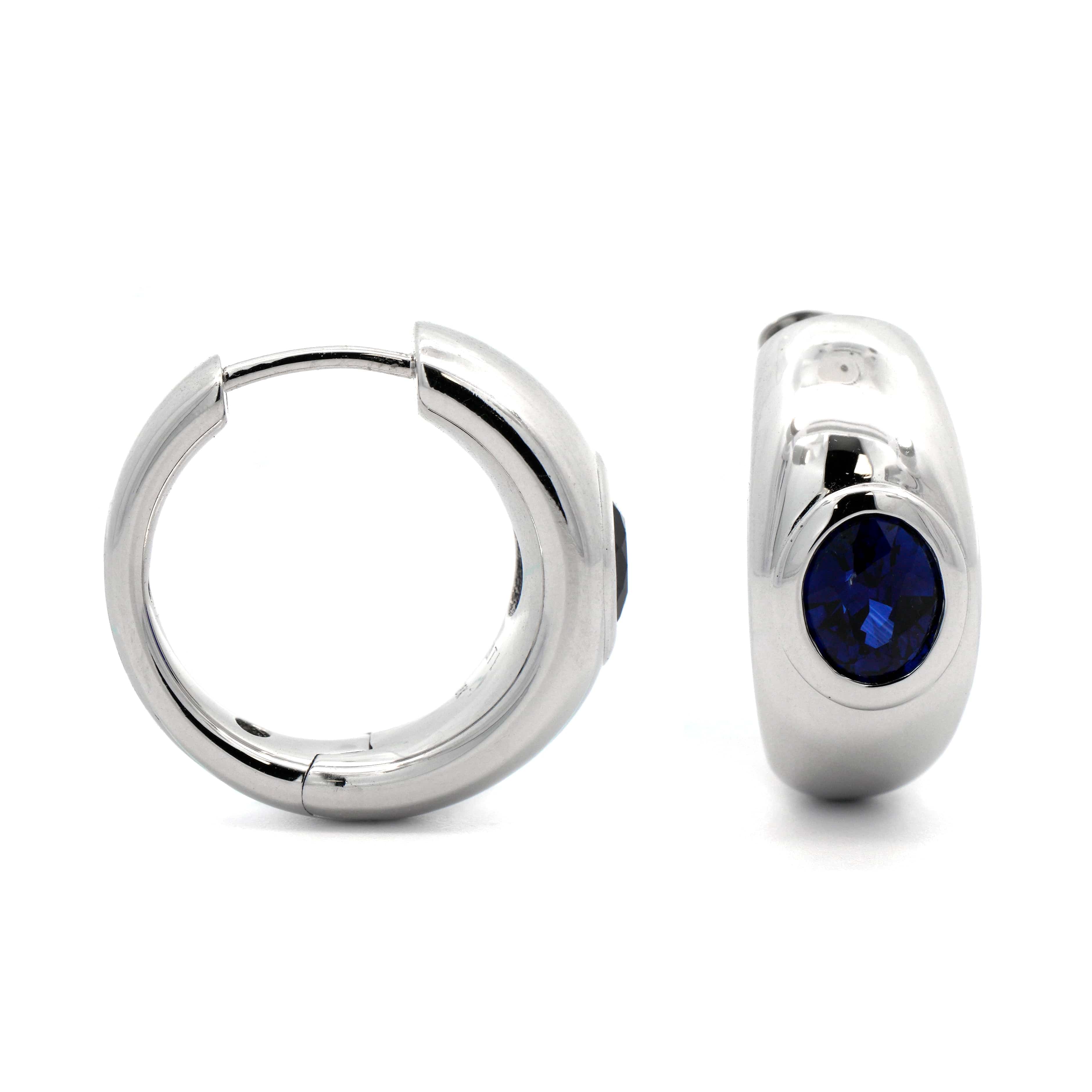 18K White Gold Sapphire and Diamond Earrings - Image 3