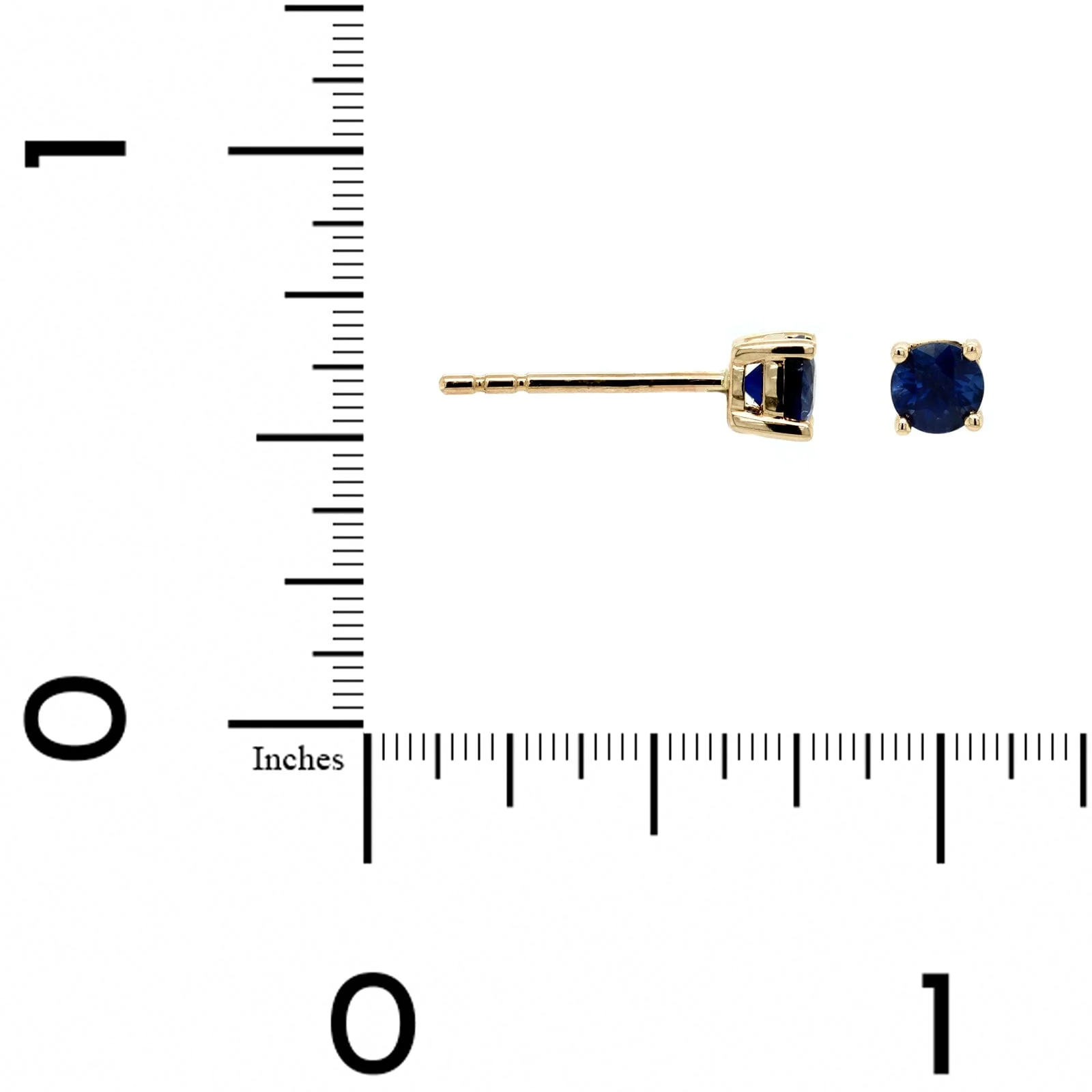14K Yellow Gold Blue Sapphire Stud Earrings - Image 2