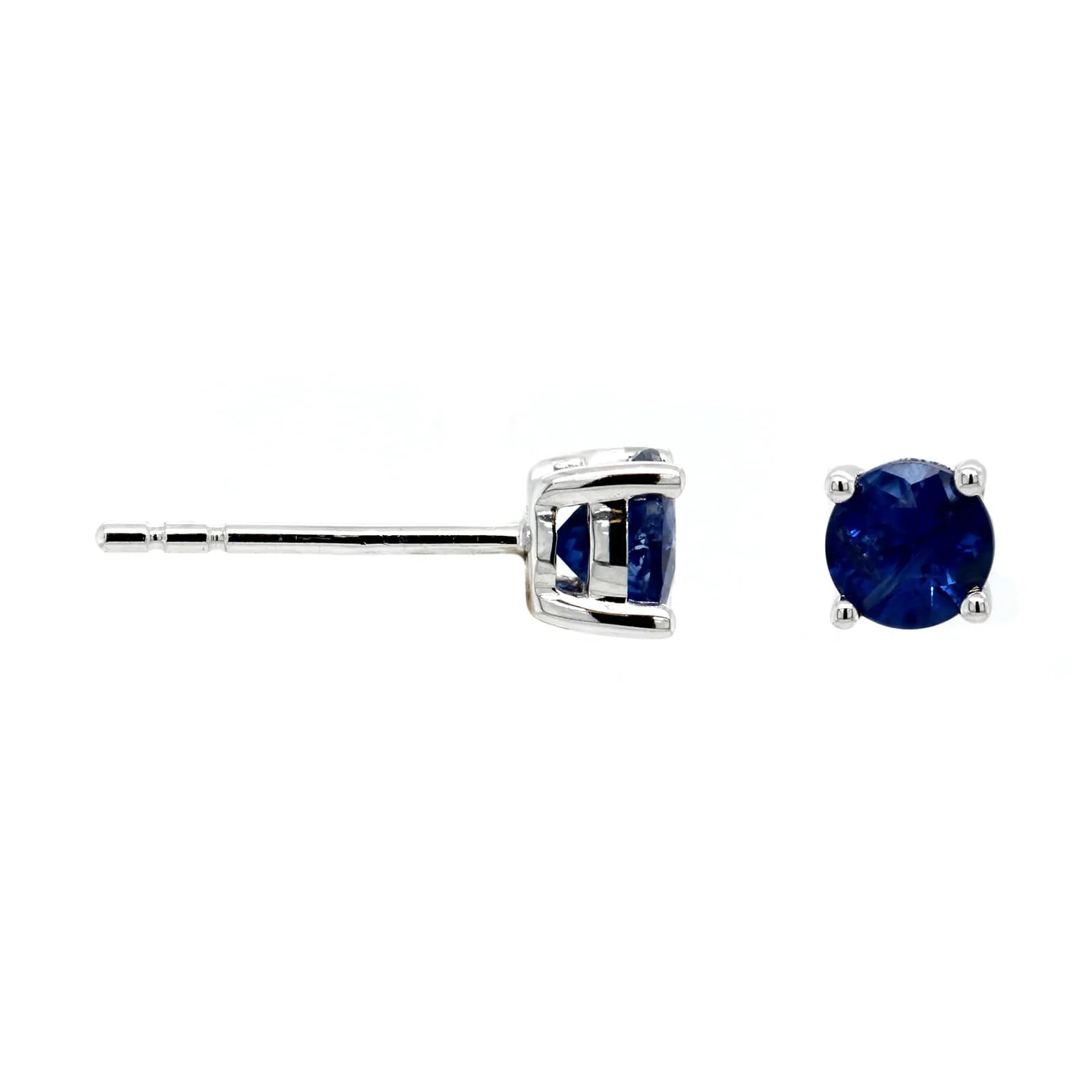14K White Gold Blue Sapphire Stud Earrings