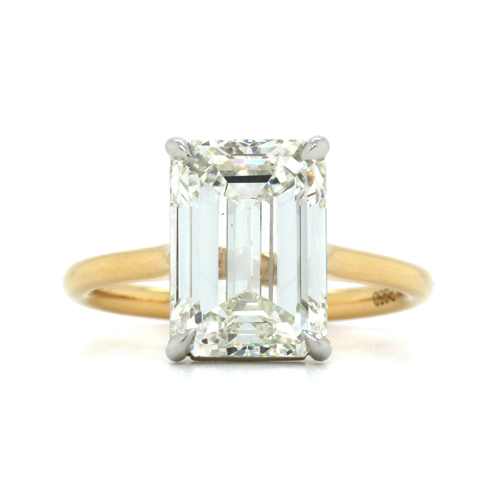 18K Yellow Gold Emerald Cut Diamond Solitaire Engagement Ring