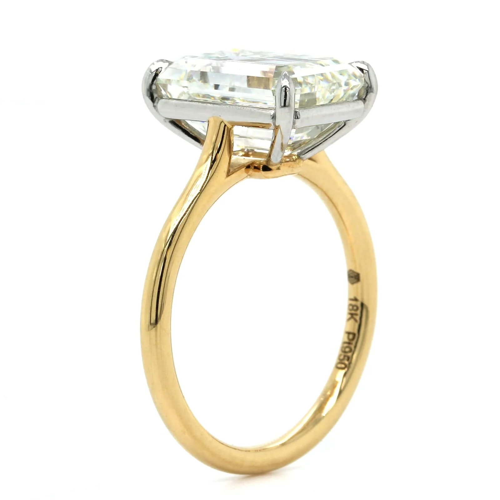 18K Yellow Gold Emerald Cut Diamond Solitaire Engagement Ring - Image 3