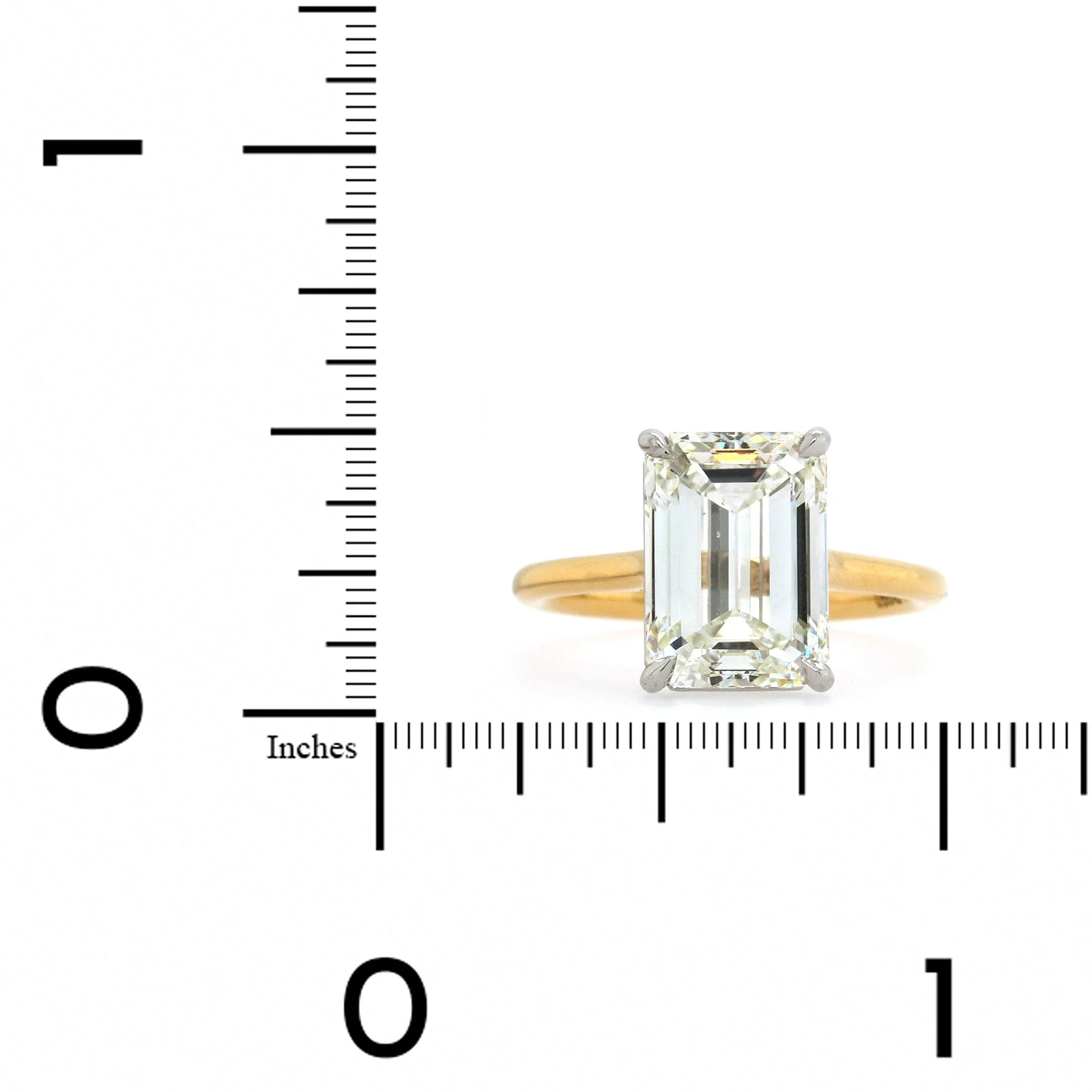 18K Yellow Gold Emerald Cut Diamond Solitaire Engagement Ring - Image 5