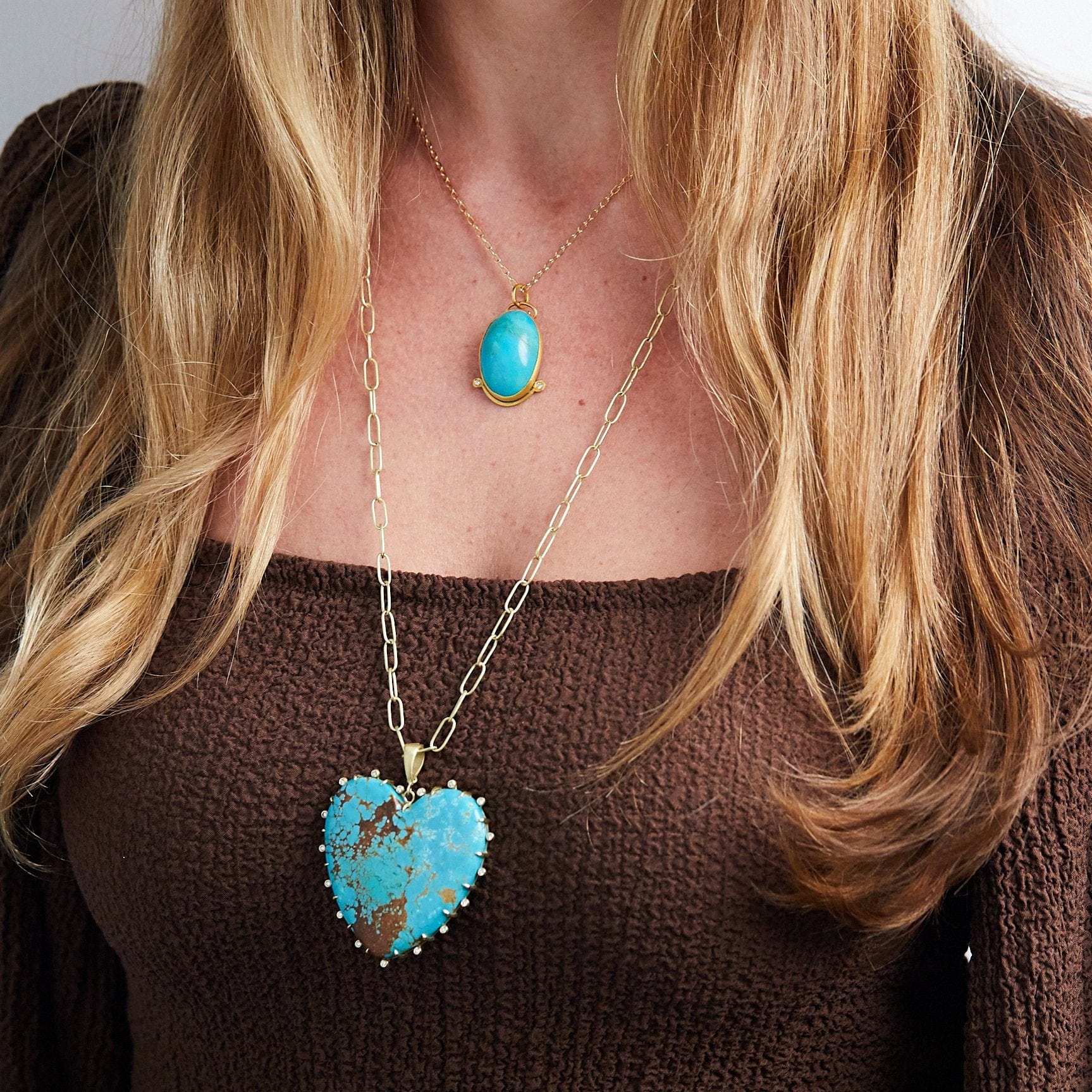 24K Yellow Gold and Sterling Silver Turquoise Charm - Image 2