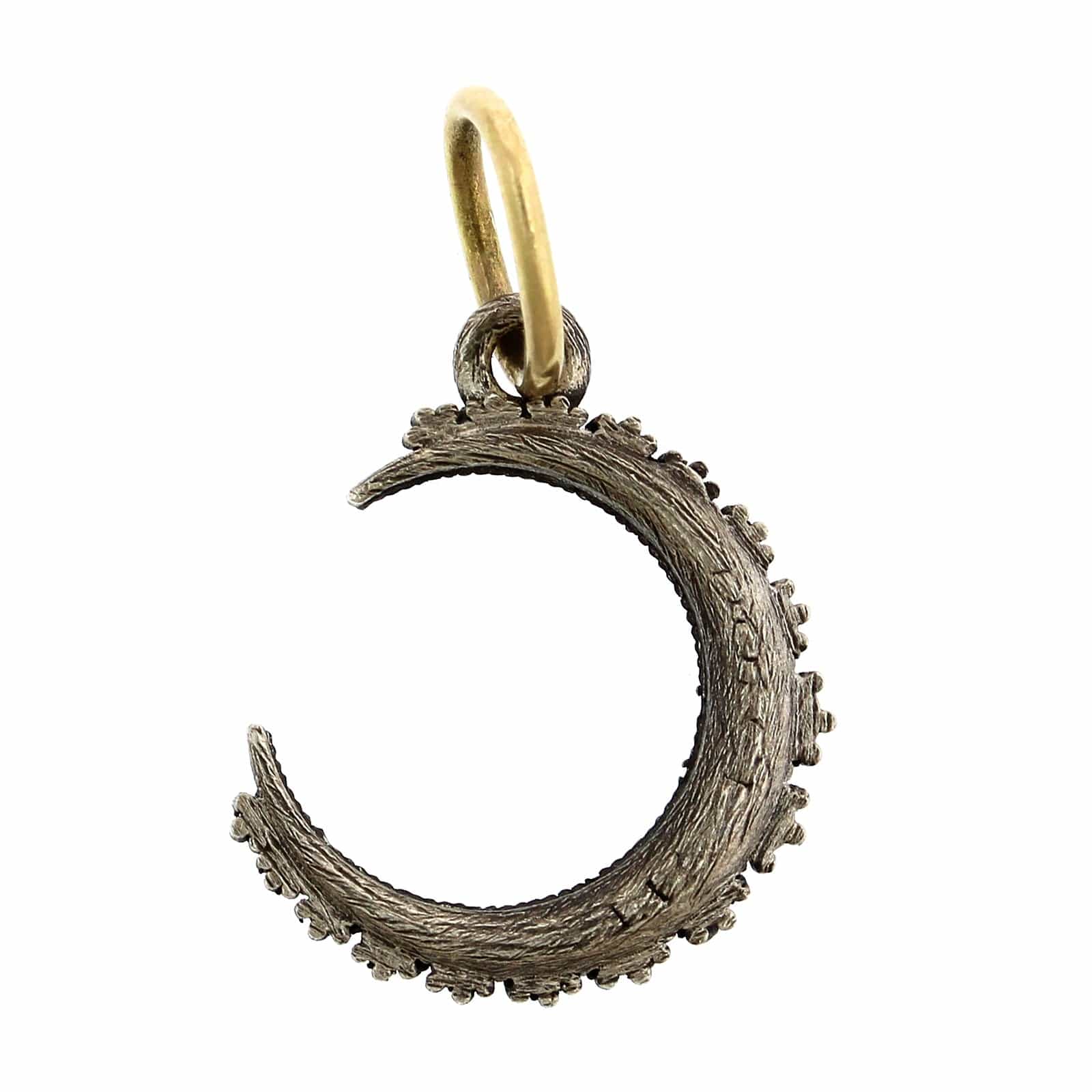 Sterling Silver 18K Yellow Gold Crescent Moon Diamond Charm - Image 3