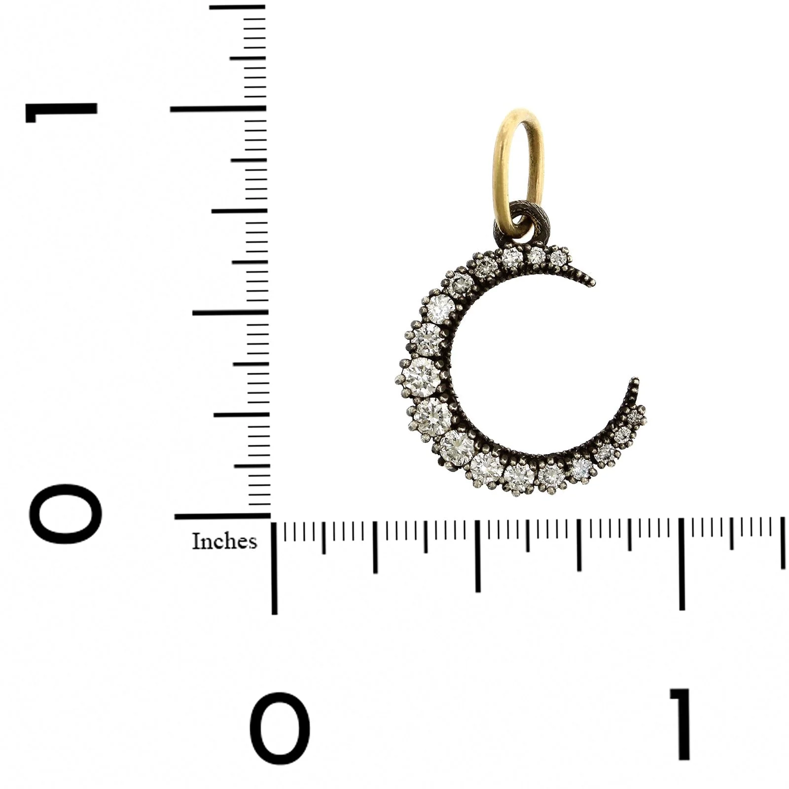 Sterling Silver 18K Yellow Gold Crescent Moon Diamond Charm - Image 4
