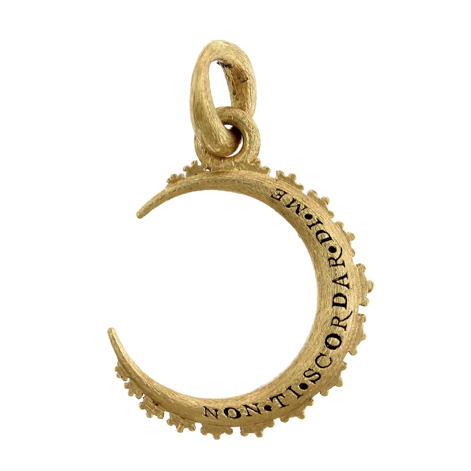 Sterling Silver and 18K Yellow Gold Medium Crescent Moon Diamond Charm - Image 2