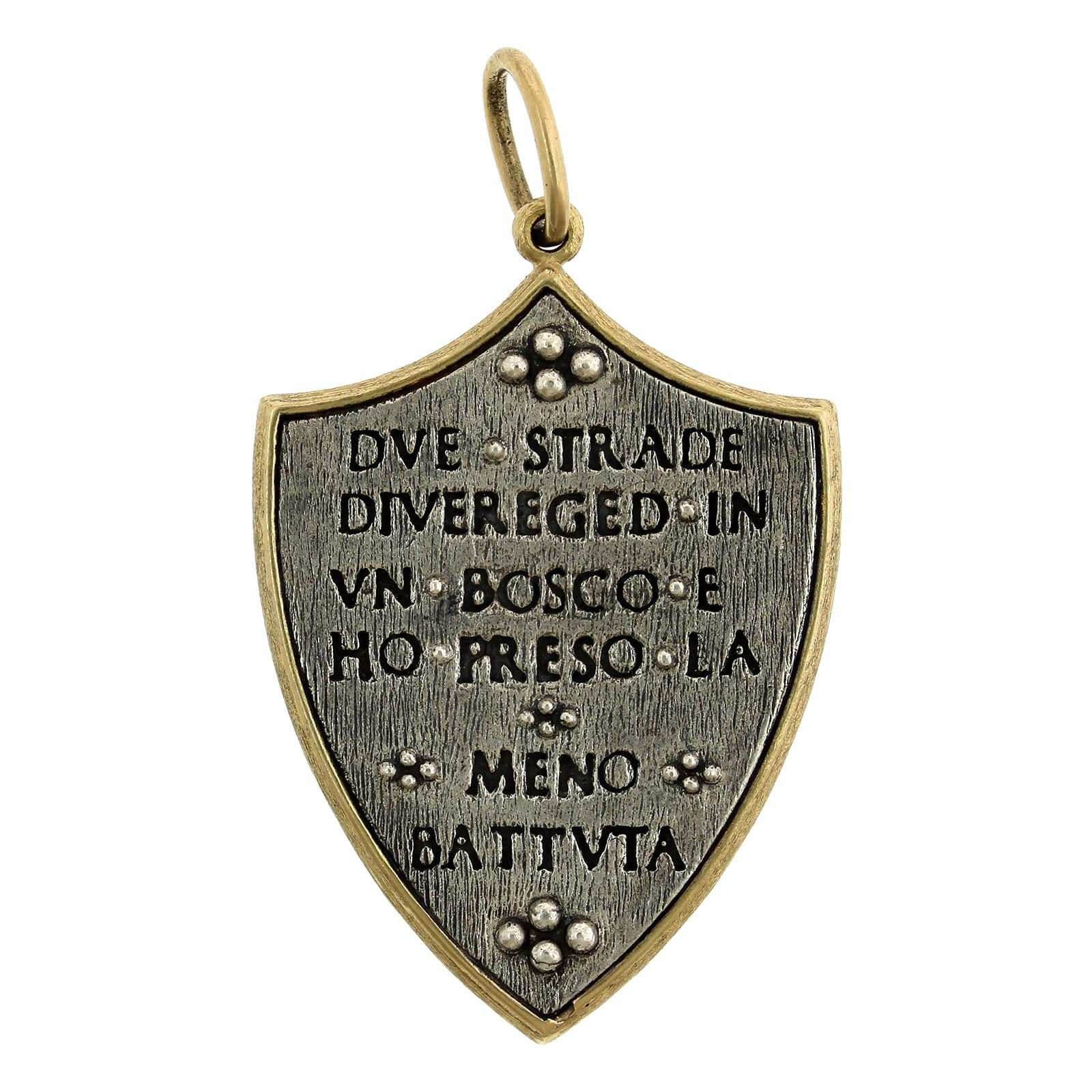 Sterling Silver & 18K Yellow Gold Owl Shield Charm - Image 2