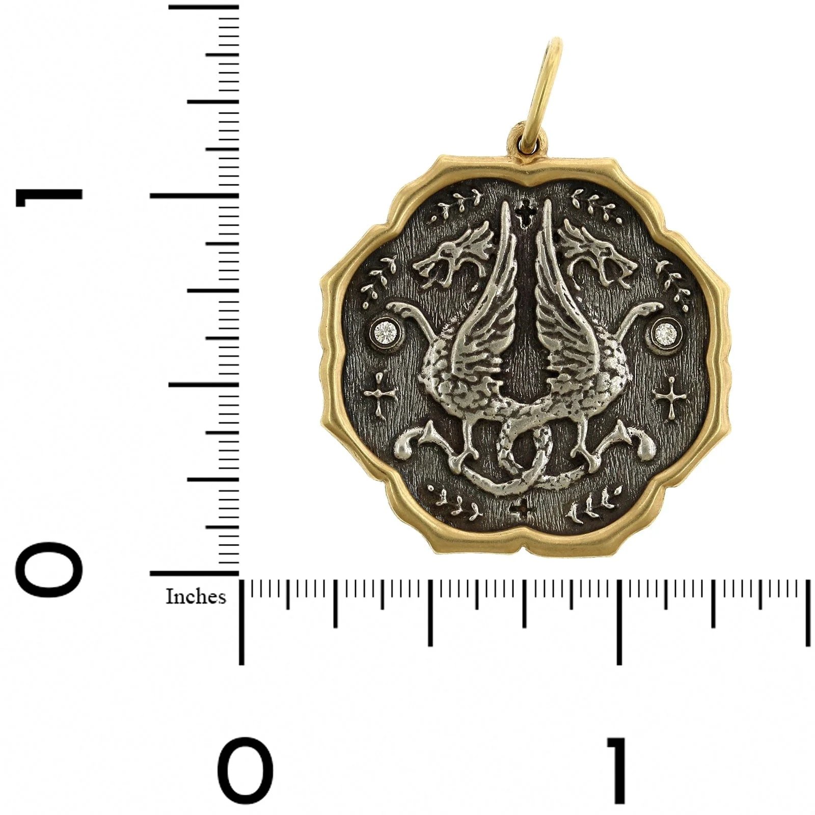 Sterling Silver & 18K Yellow Gold Double Dragon Charm - Image 3