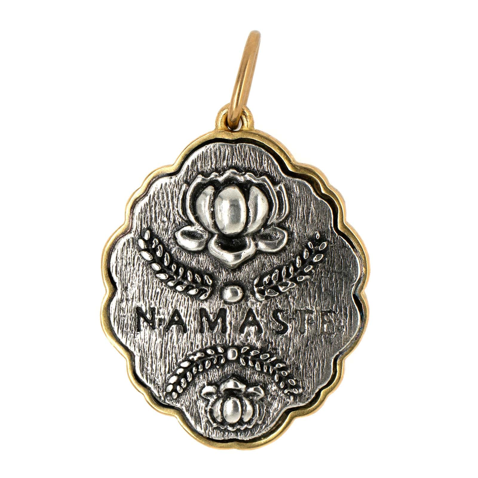 Sterling Silver & 18K Yellow Gold Lotus Namaste Charm - Image 2