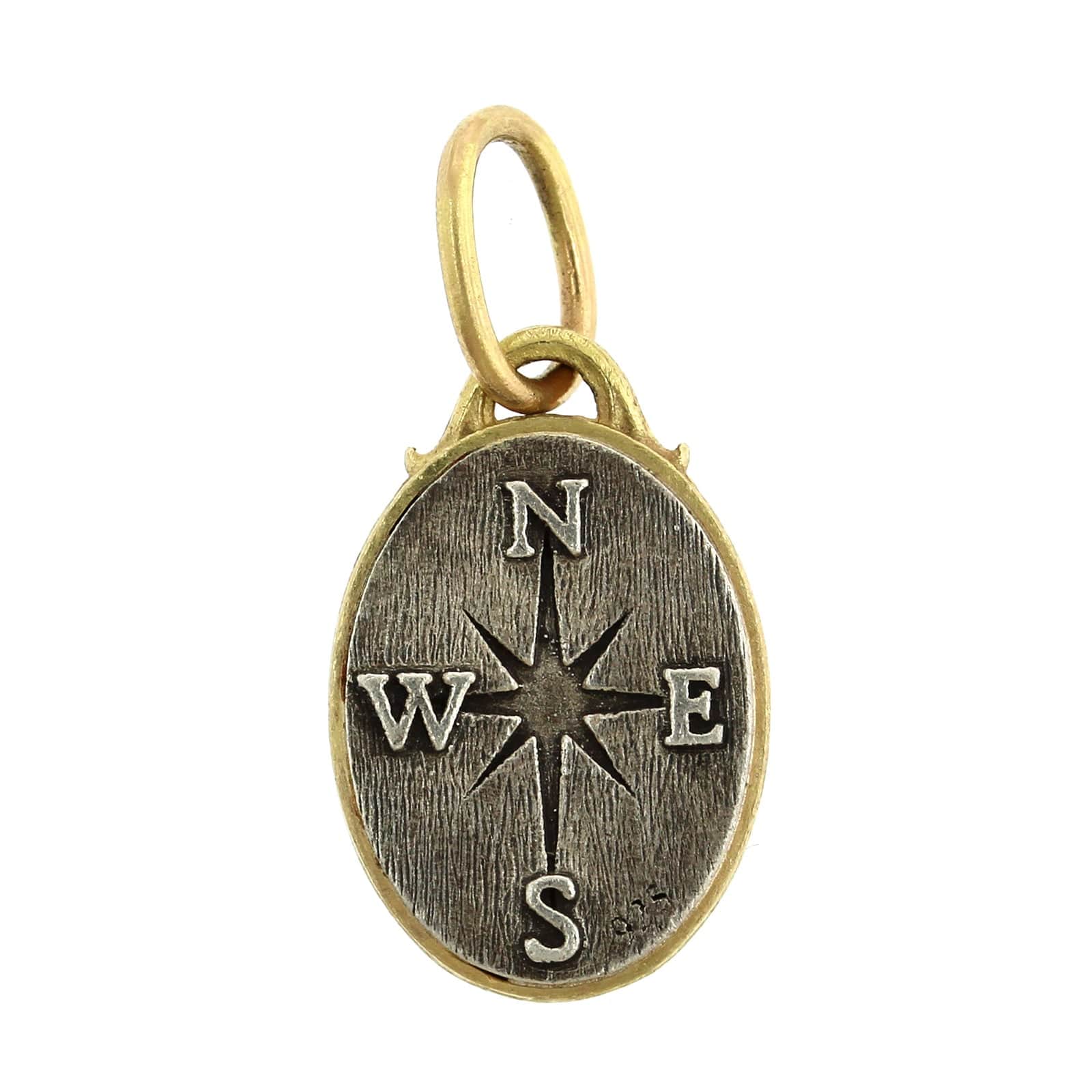 Sterling Silver & 18K Yellow Gold North Star & Compass Diamond Charm - Image 2