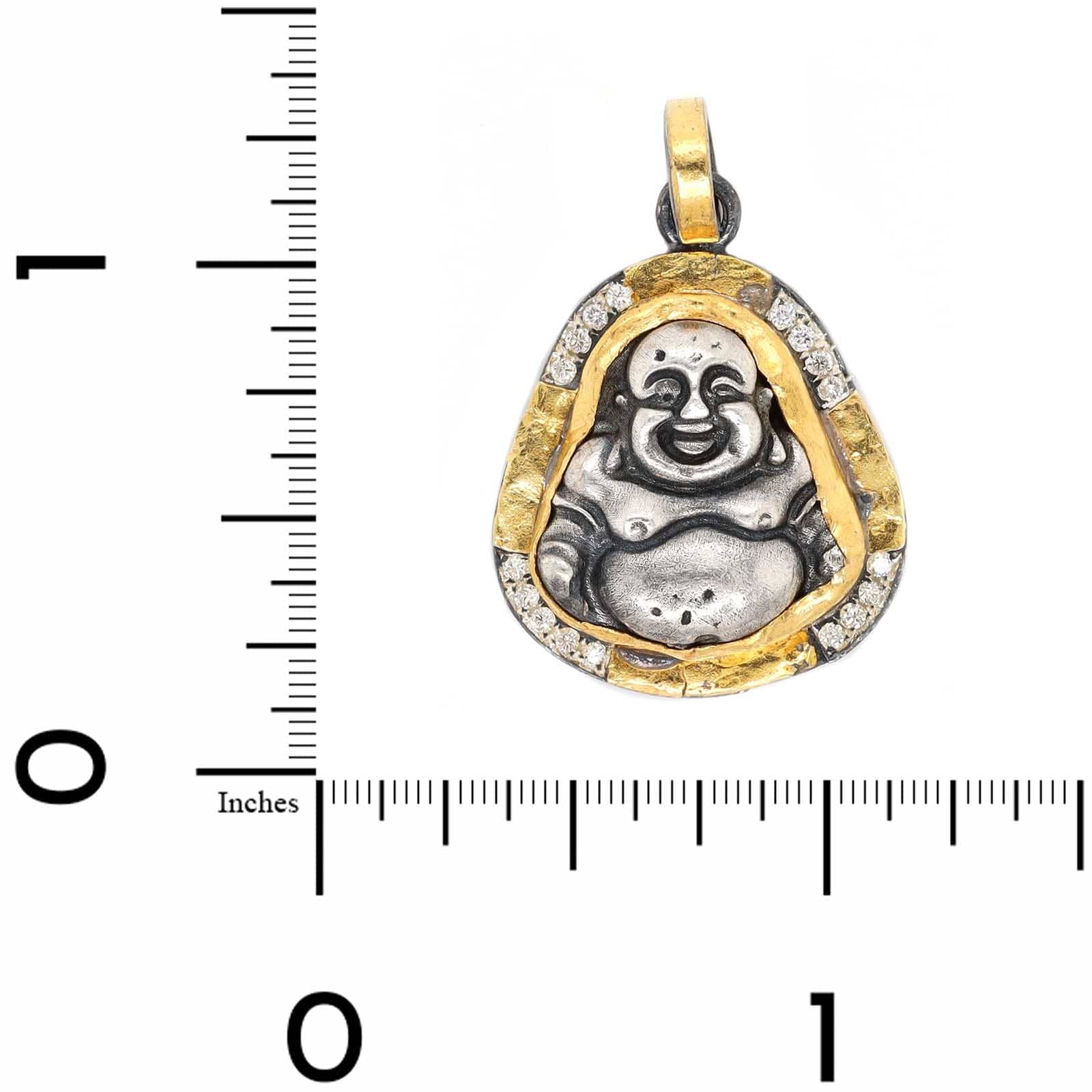 Sterling Silver and 24K Yellow Gold Diamond Buddha Charm - Image 3