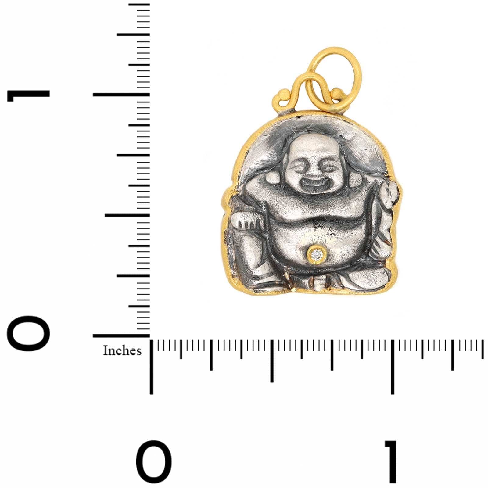 Sterling Silver and 24K Yellow Gold Diamond Buddha Charm - Image 3