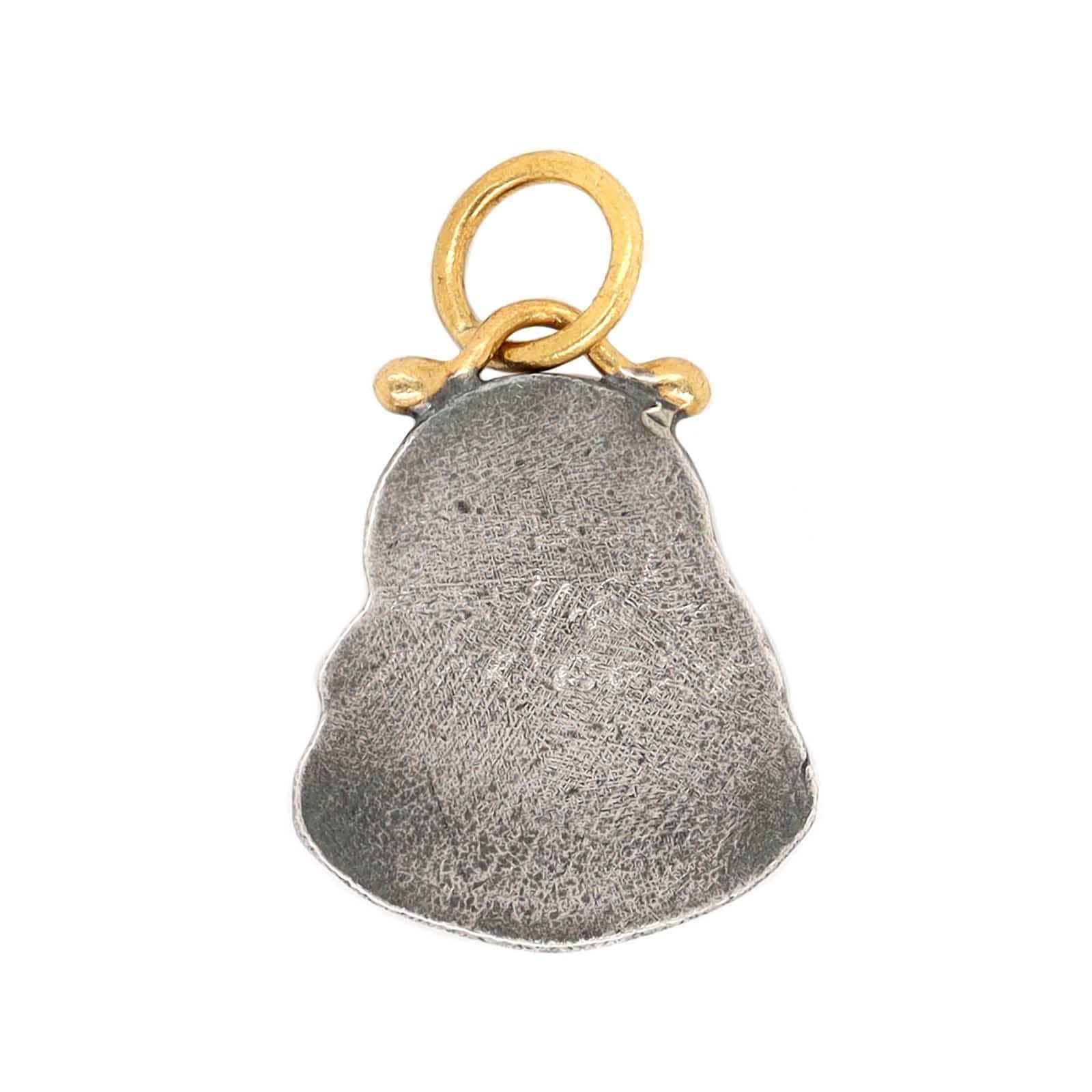 Sterling Silver and 24K Yellow Gold Emerald Buddha Charm - Image 2