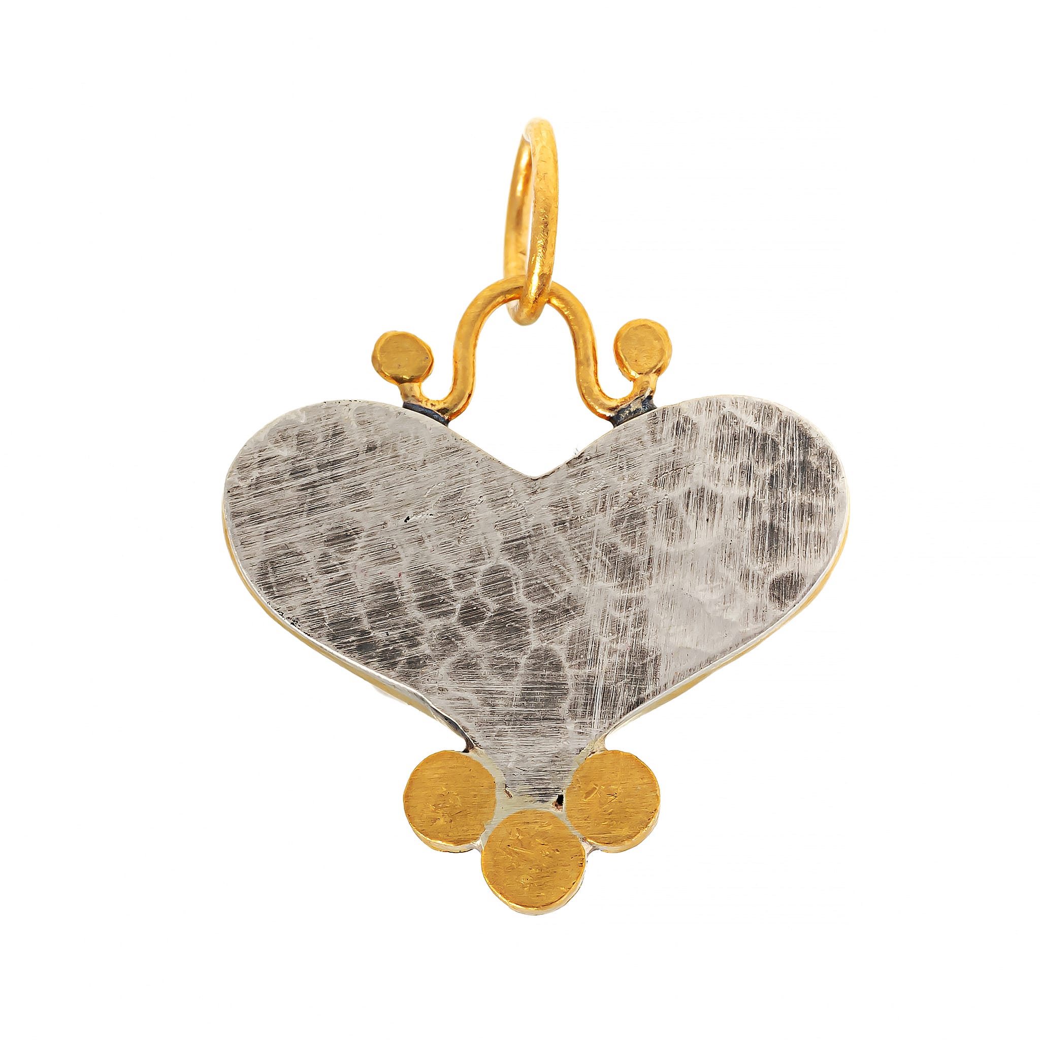 24K Yellow Gold and Sterling Silver Lapis and Diamond Heart Charm - Image 2