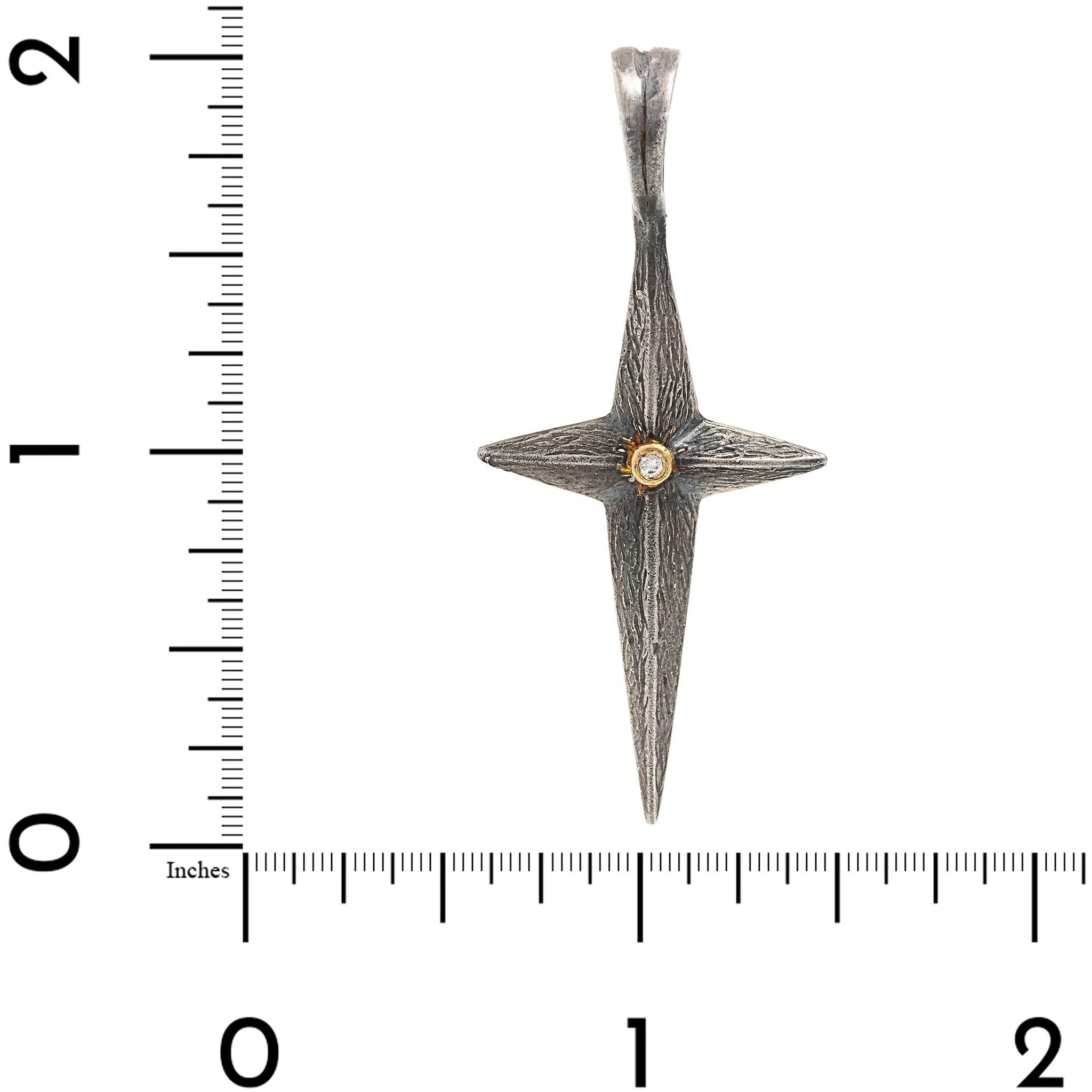 24K Yellow Gold and Sterling Silver Diamond North Star Charm - Image 3