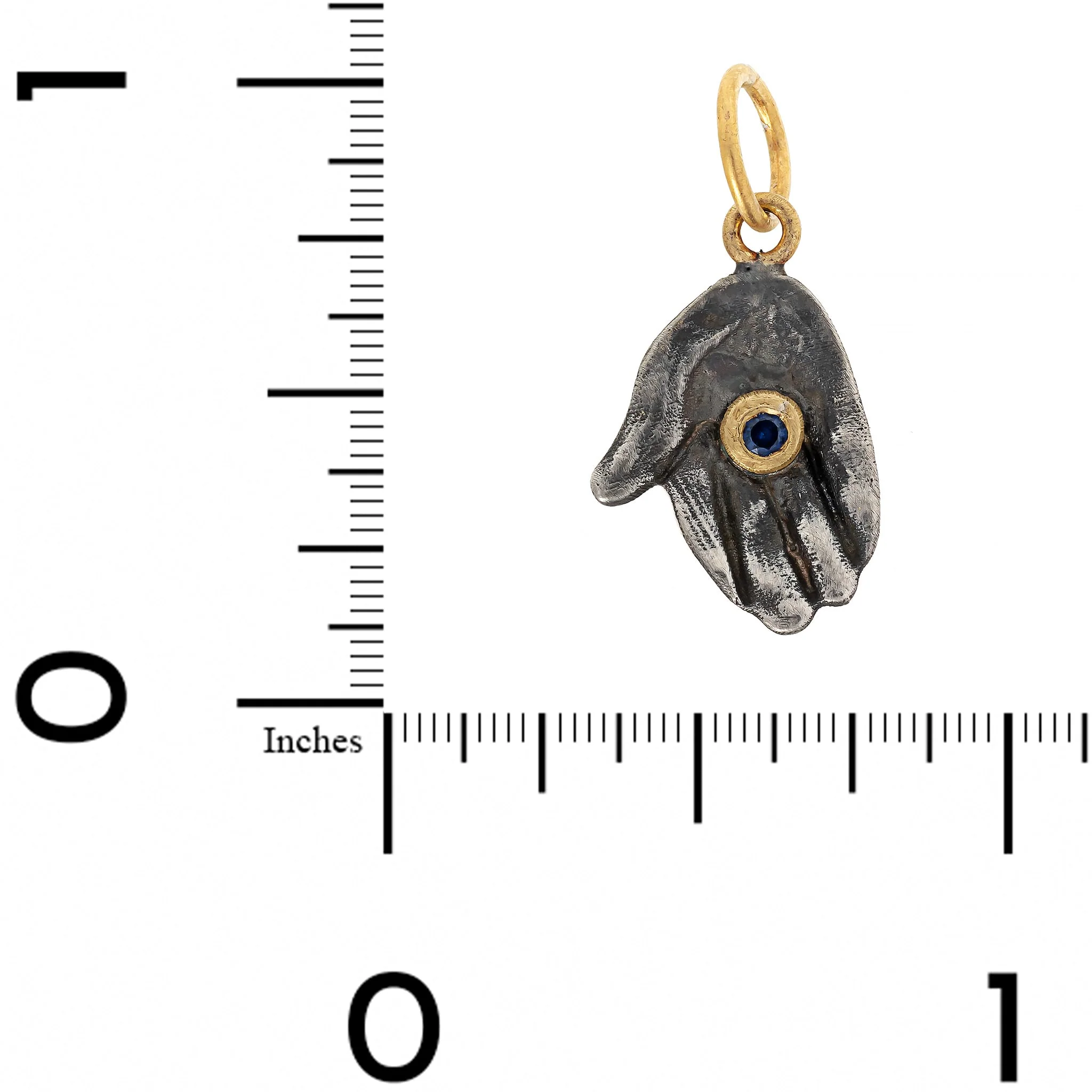 24K Yellow Gold and Sterling Silver Blue Sapphire Hand Charm - Image 3