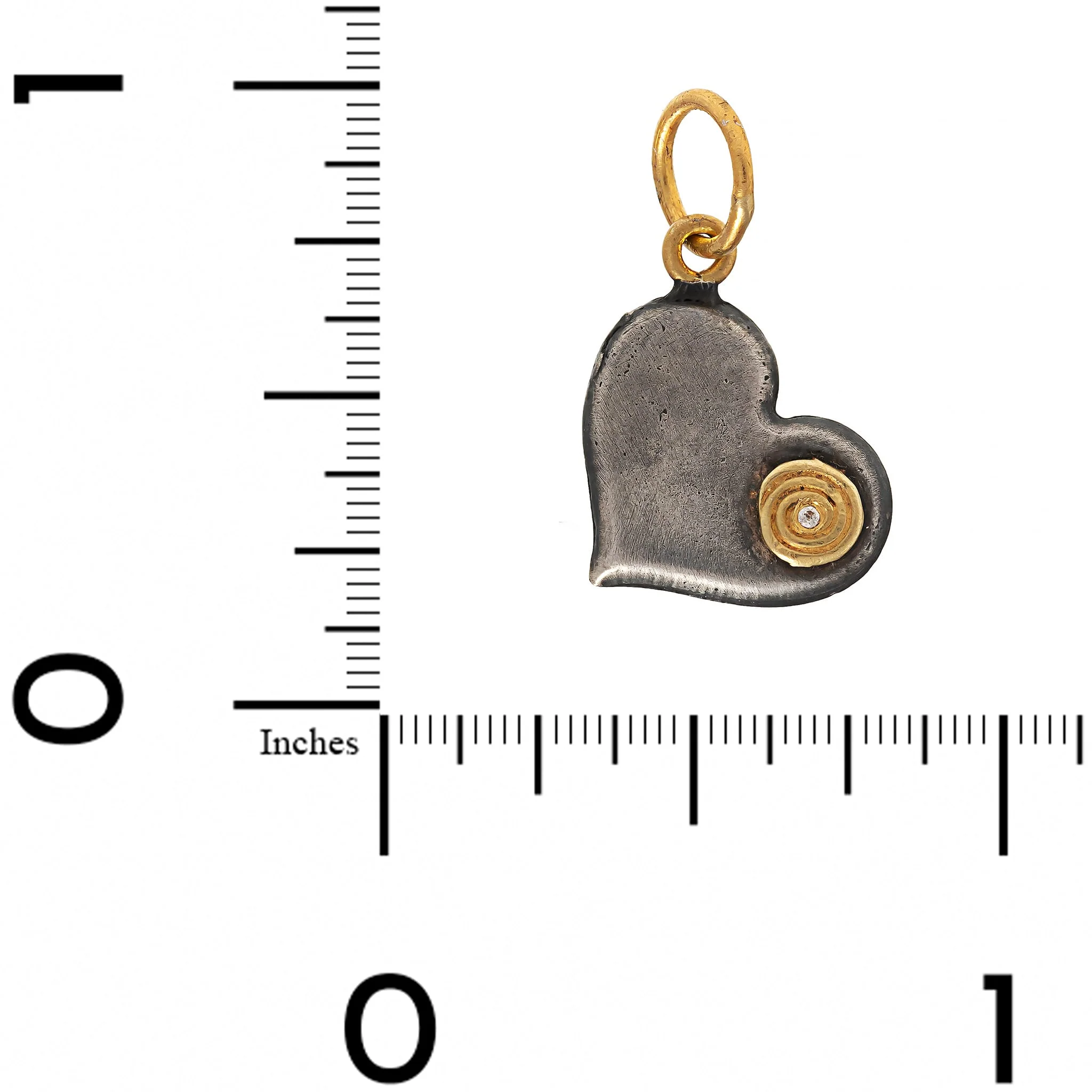 24K Yellow Gold and Sterling Silver Diamond Heart Charm - Image 3