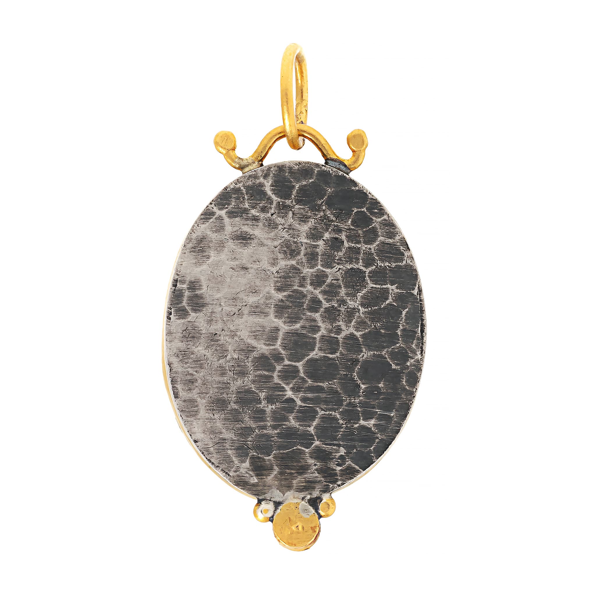 24K Yellow Gold and Sterling Silver Large Aquamarine and Diamond Charm - Image 2