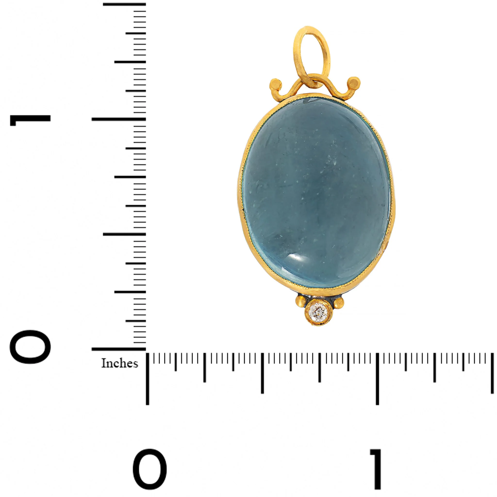 24K Yellow Gold and Sterling Silver Large Aquamarine and Diamond Charm - Image 3