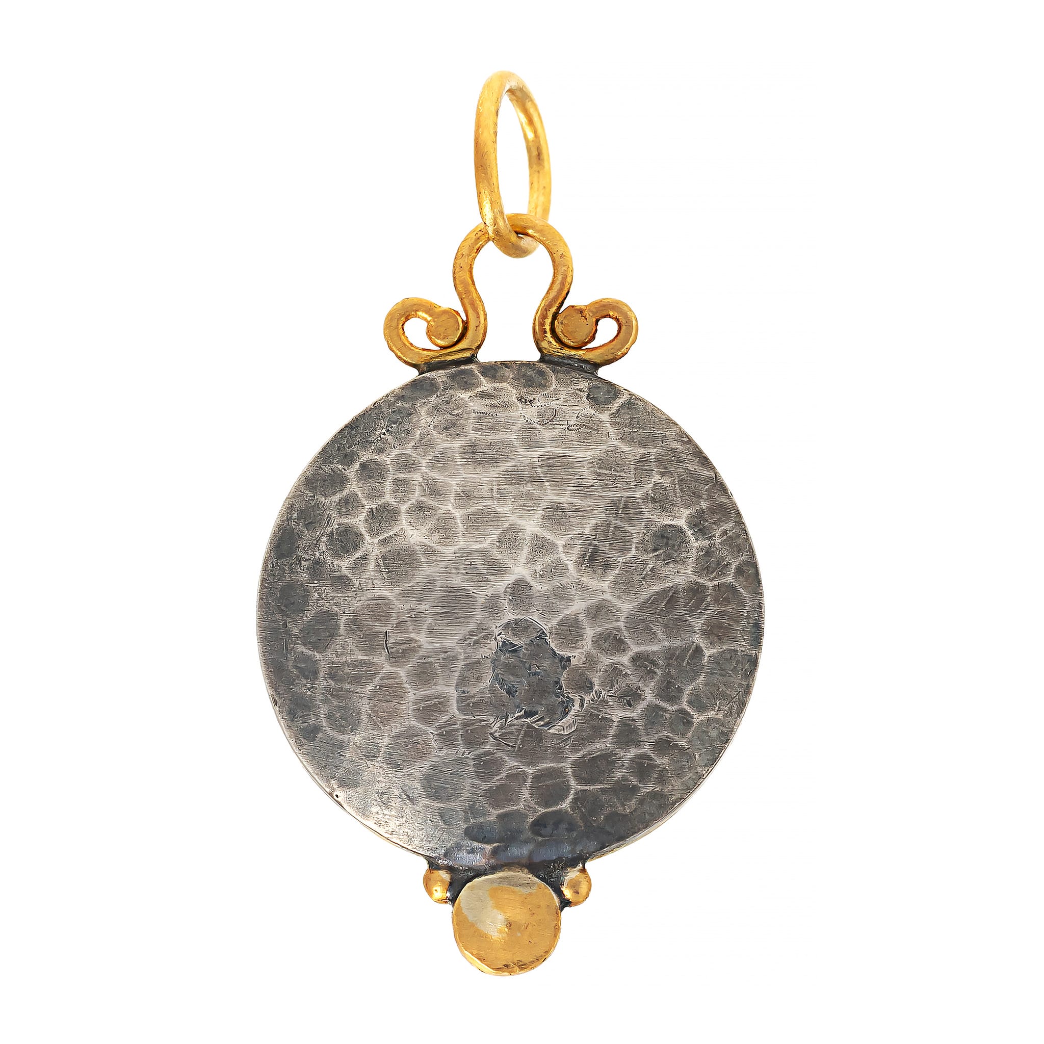 24K Yellow Gold and Sterling Silver Round Lapis and Diamond Charm - Image 2