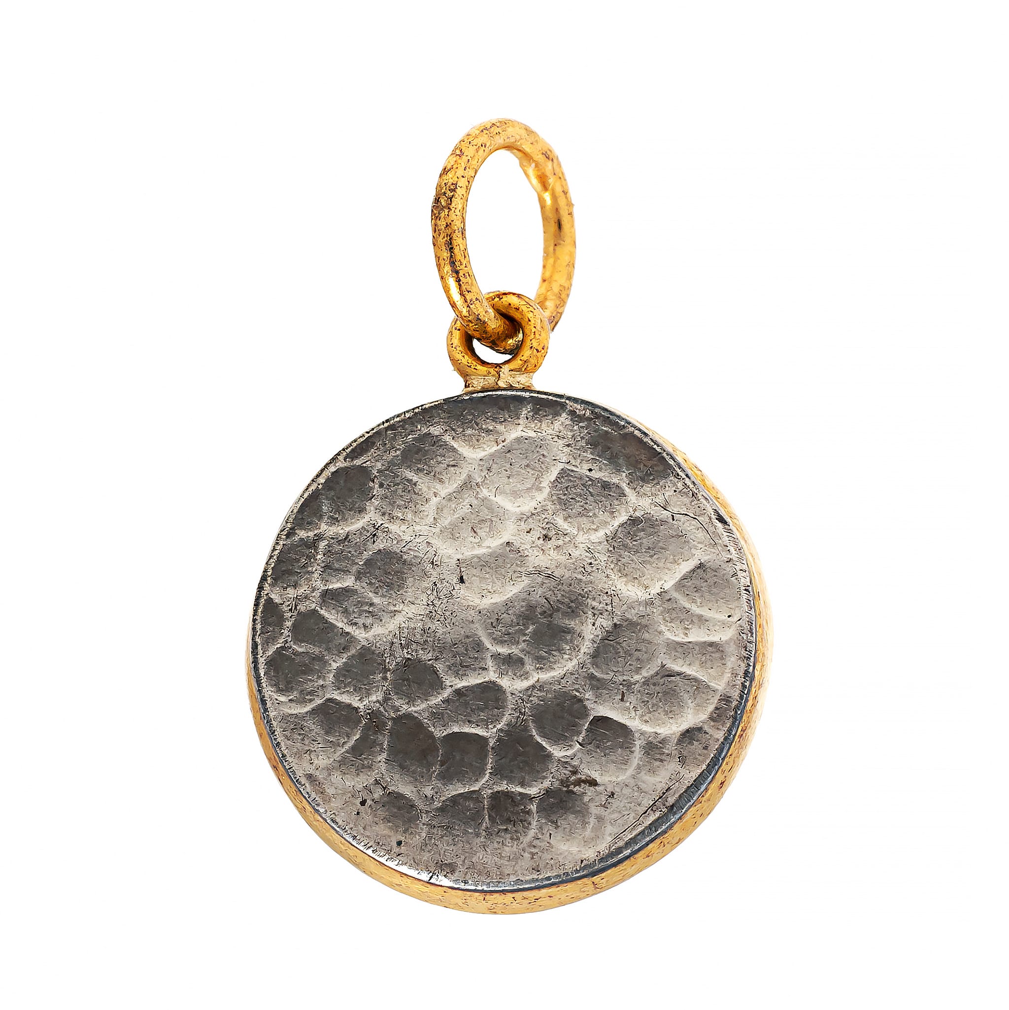 24K Yellow Gold and Sterling Silver Round Mosaic Flower Charm - Image 2