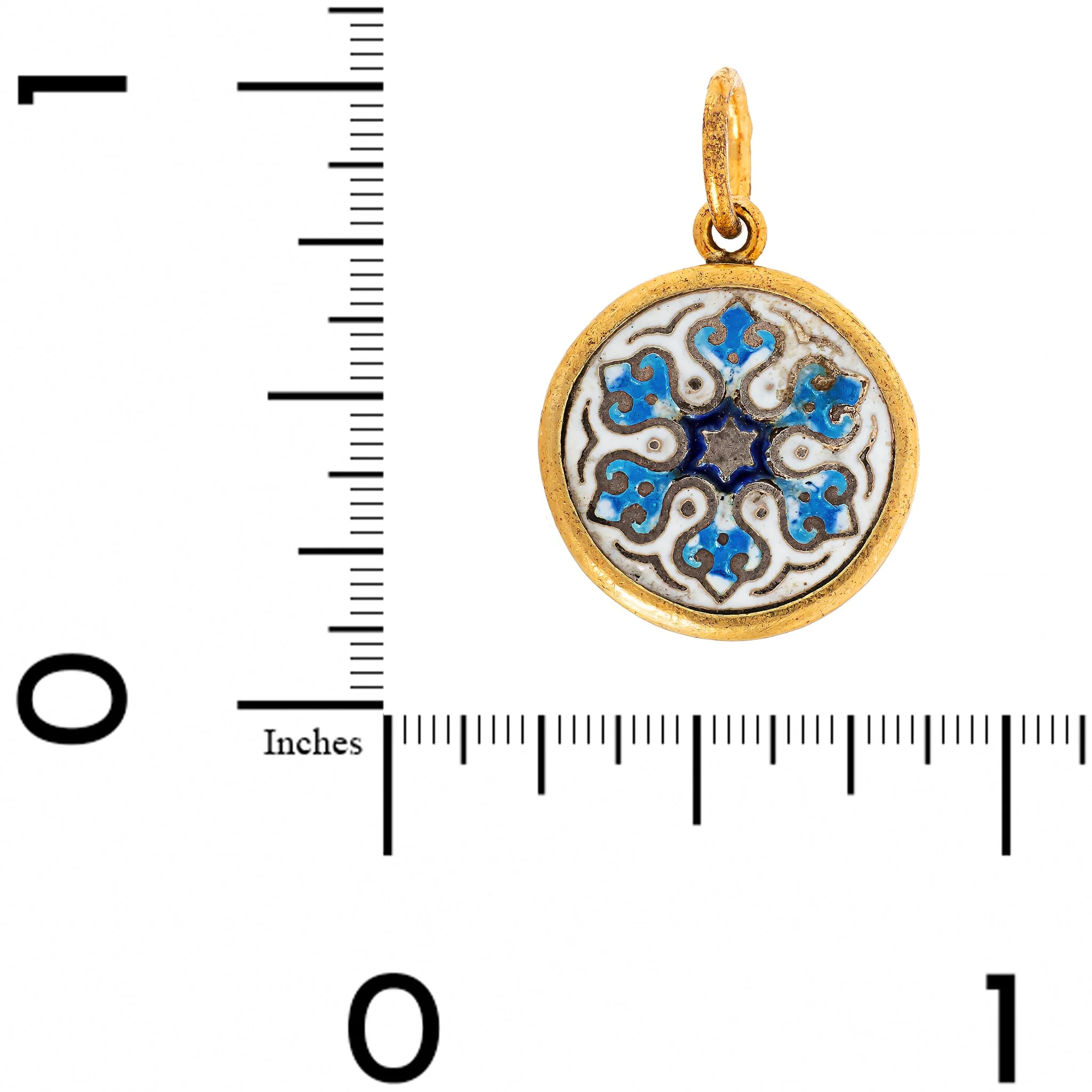 24K Yellow Gold and Sterling Silver Round Mosaic Flower Charm - Image 3