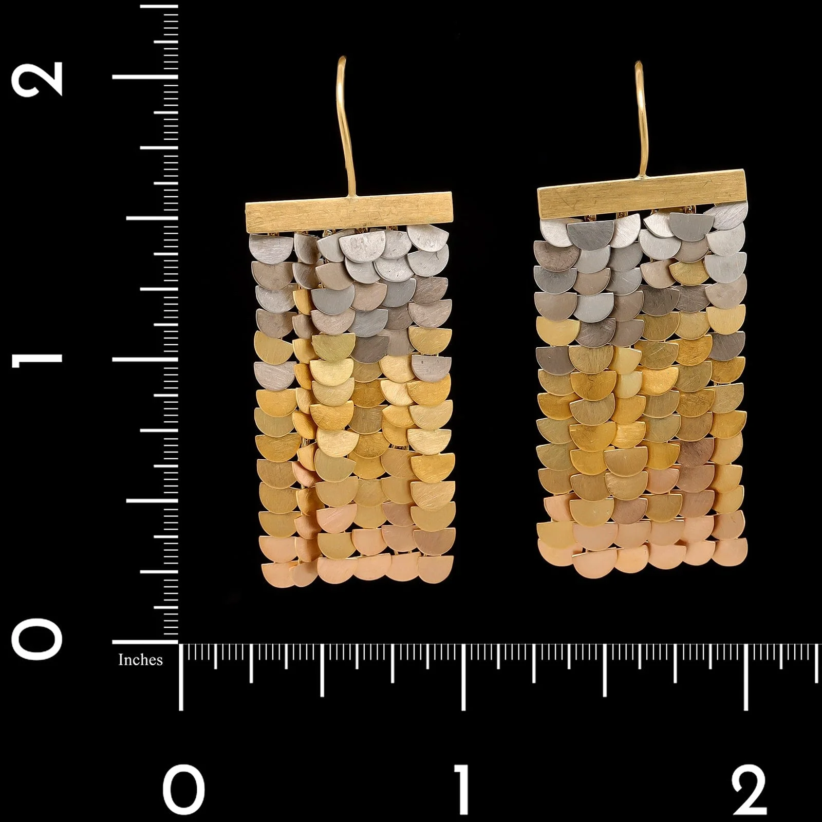 Sia Taylor 18K Tricolor Gold Estate Rainbow Sunrise Drop Earrings - Image 2