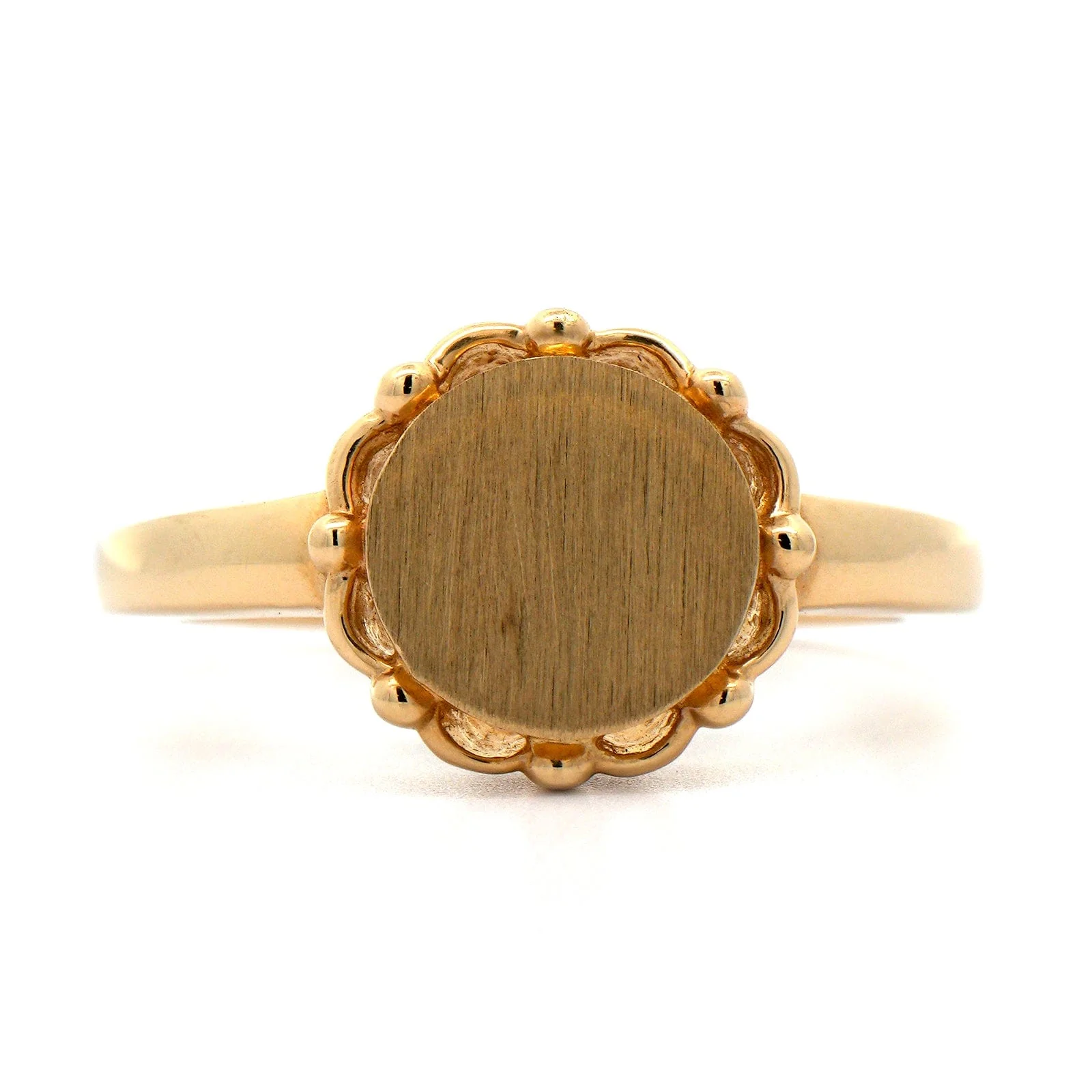 14K Yellow Gold Round Signet Ring - Image 4