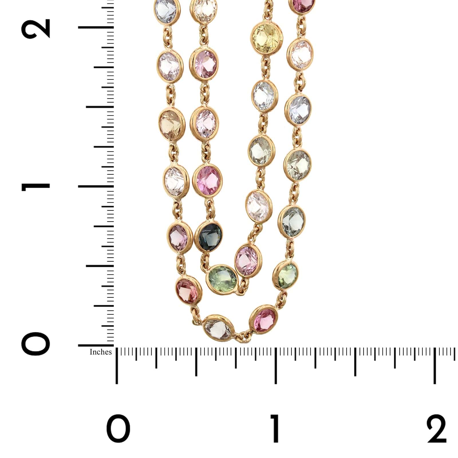 18K Rose Gold Multi Colored Sapphire Necklace - Image 3