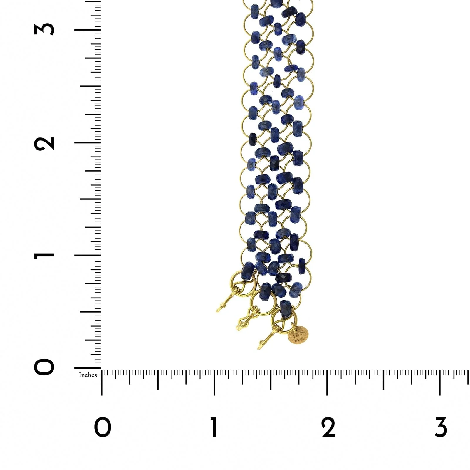 Mallary Marks 18K Yellow Gold Sapphire Bead 3 Row Necklace - Image 3
