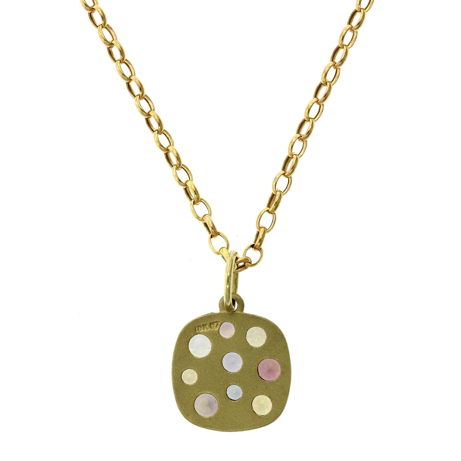 18K Yellow Gold Multi Sapphire Diamond Pendant - Image 2