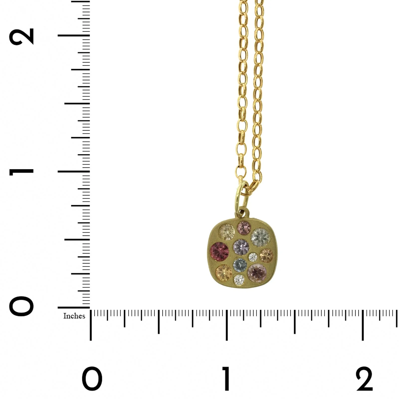 18K Yellow Gold Multi Sapphire Diamond Pendant - Image 4