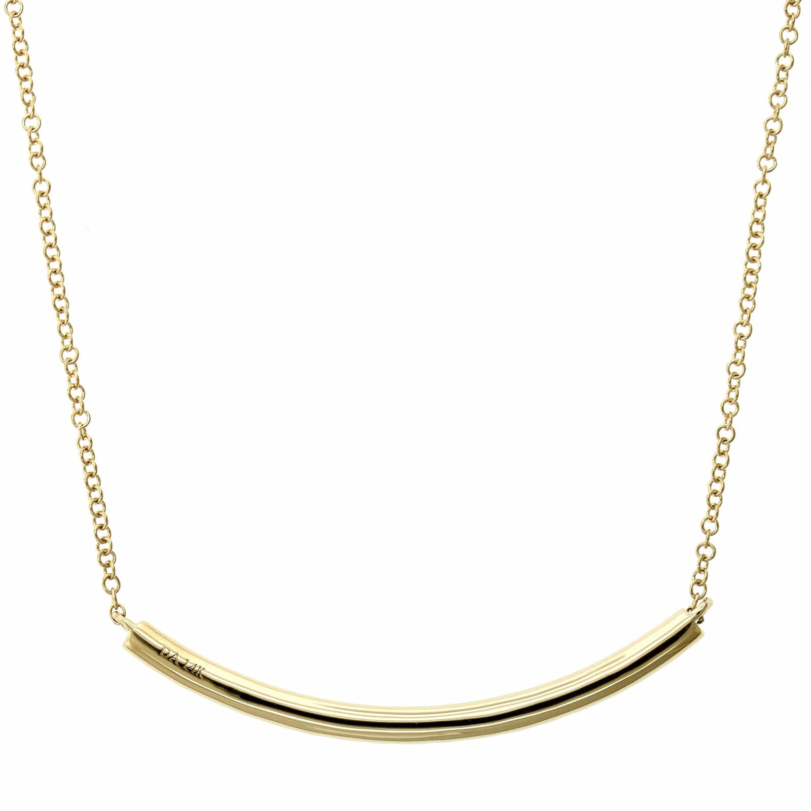 14K Yellow Gold Curve Bar Rainbow Sapphire Necklace - Image 2