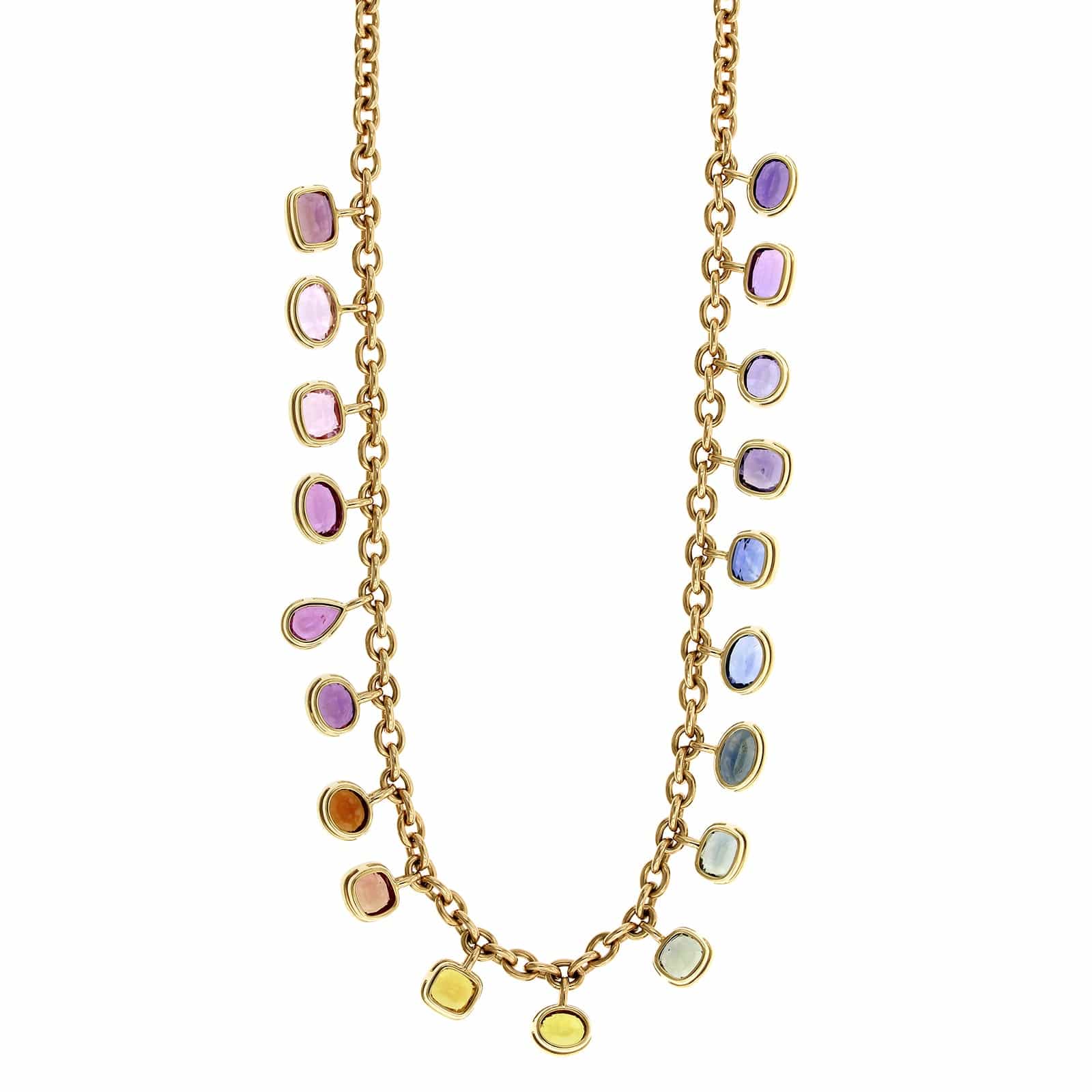 Emily P. Wheeler 18K Yellow Gold Rainbow Sapphire Dangle Necklace - Image 2