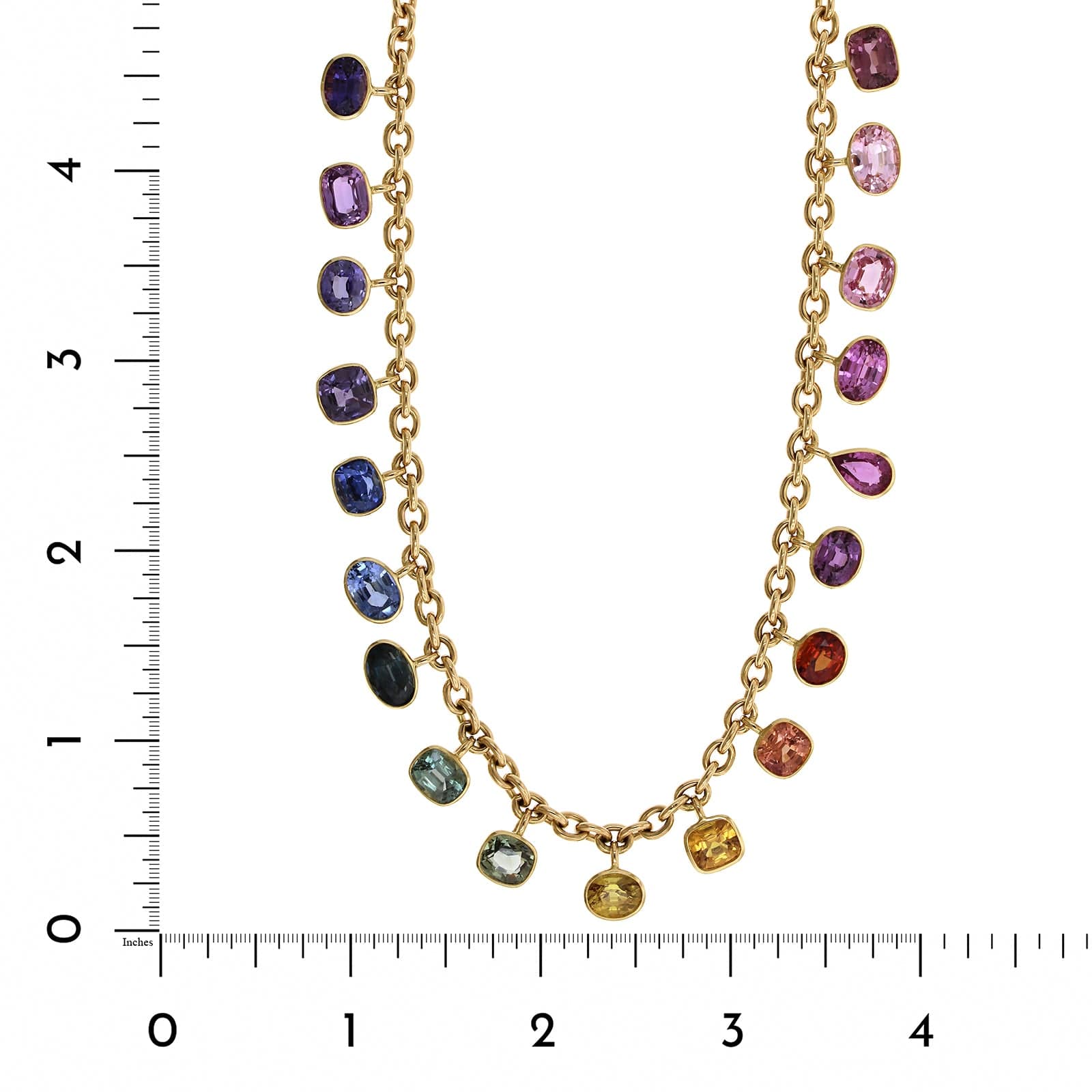 Emily P. Wheeler 18K Yellow Gold Rainbow Sapphire Dangle Necklace - Image 4
