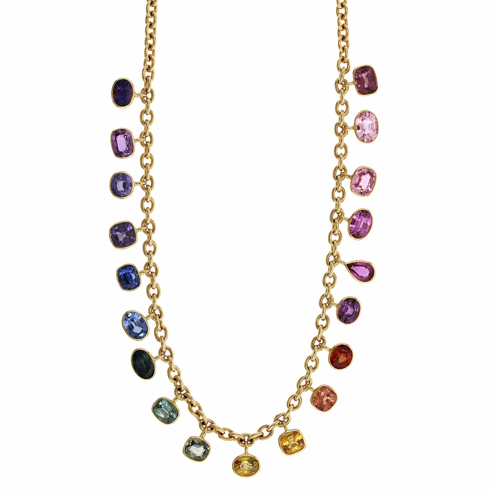 Emily P. Wheeler 18K Yellow Gold Rainbow Sapphire Dangle Necklace - Image 5