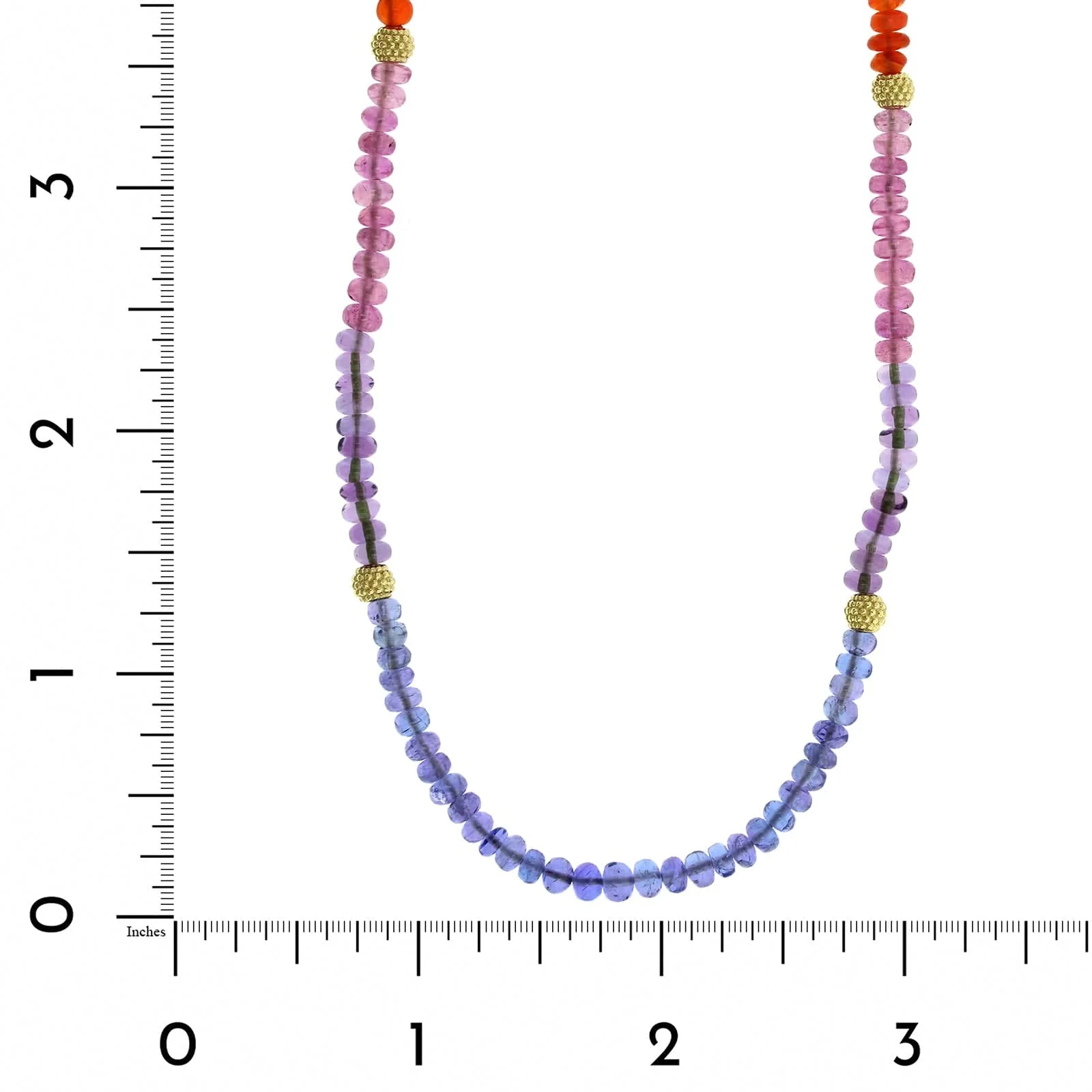 18K Yellow Gold Rainbow Sapphire Bead Necklace - Image 3