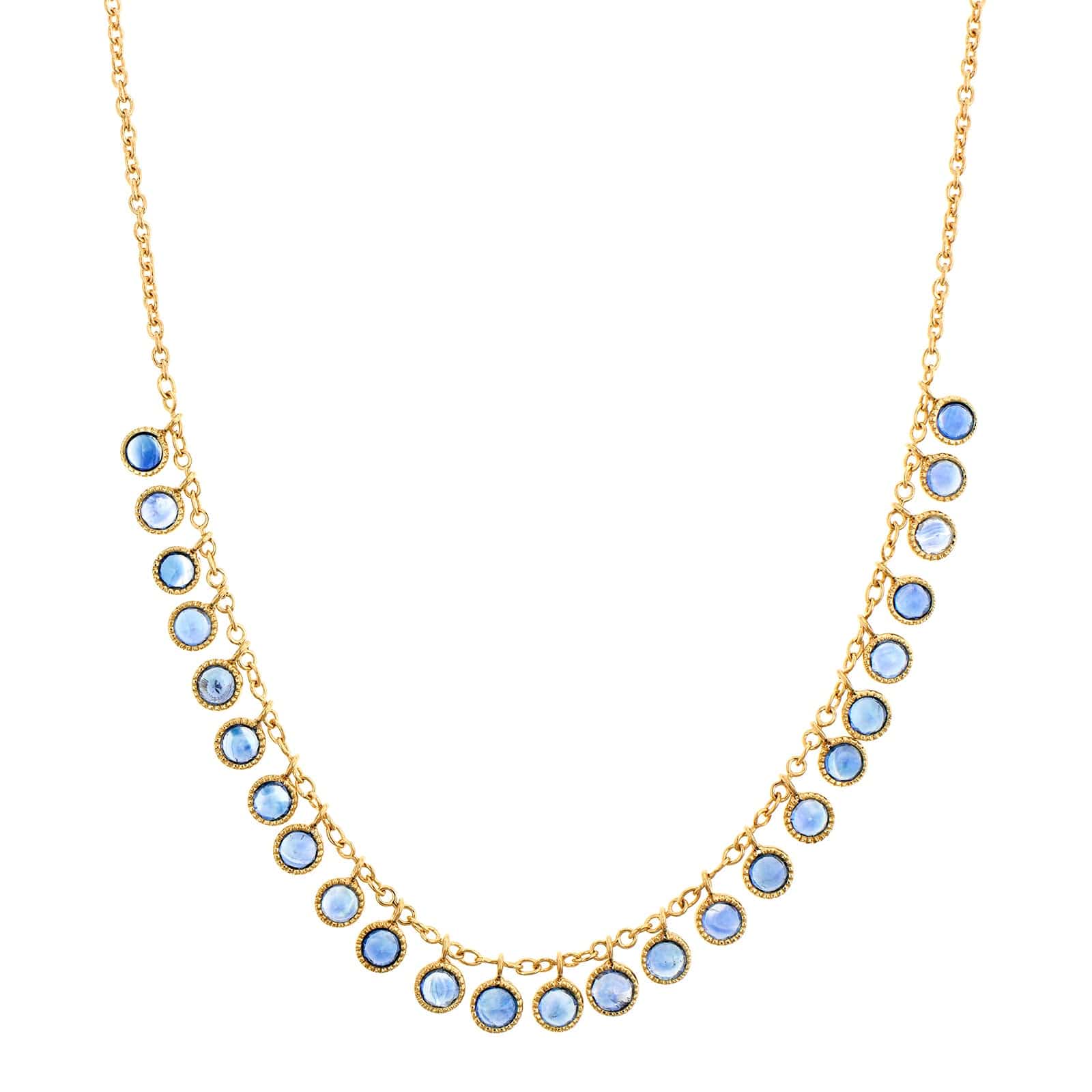18K Yellow Gold Blue Sapphire Necklace - Image 2