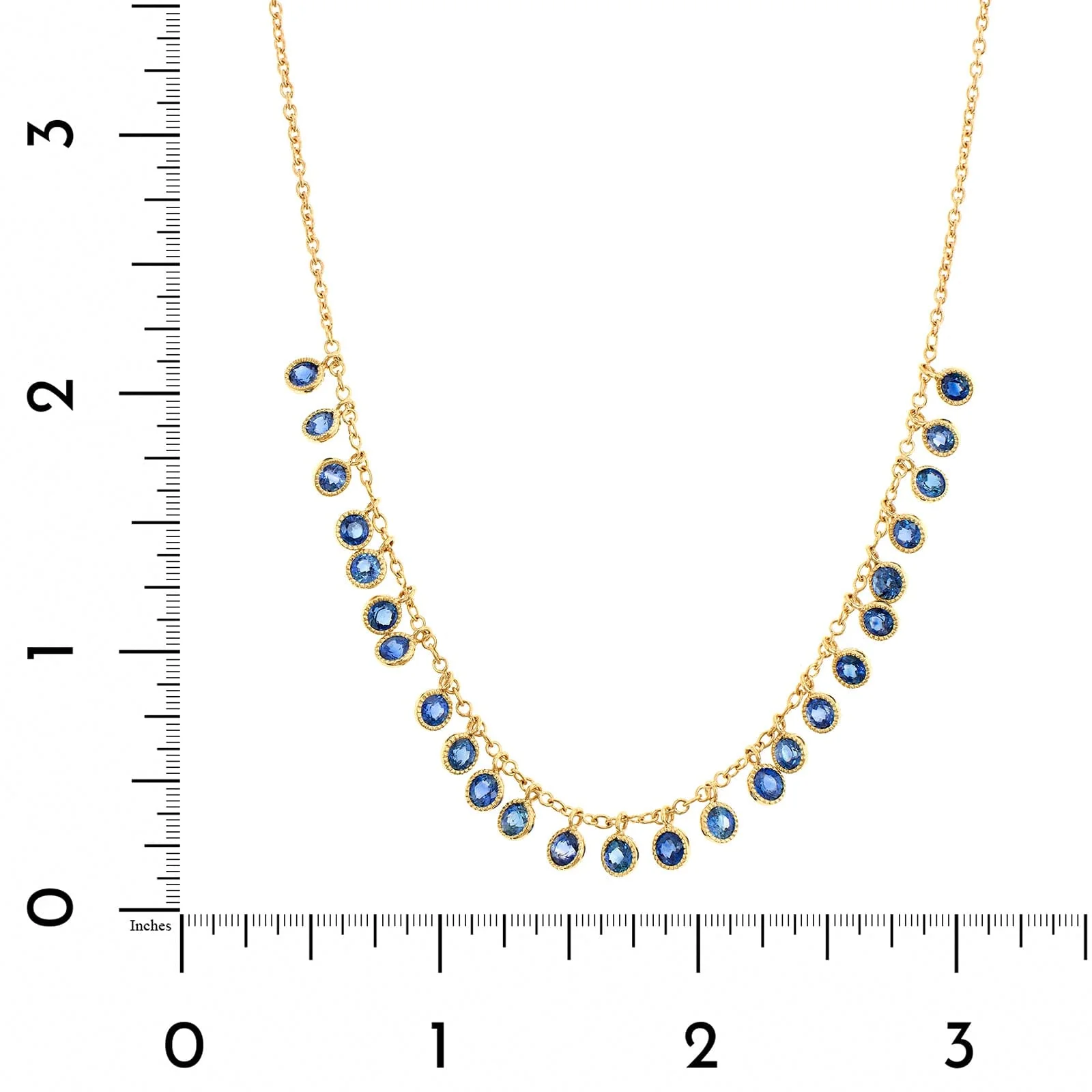 18K Yellow Gold Blue Sapphire Necklace - Image 4