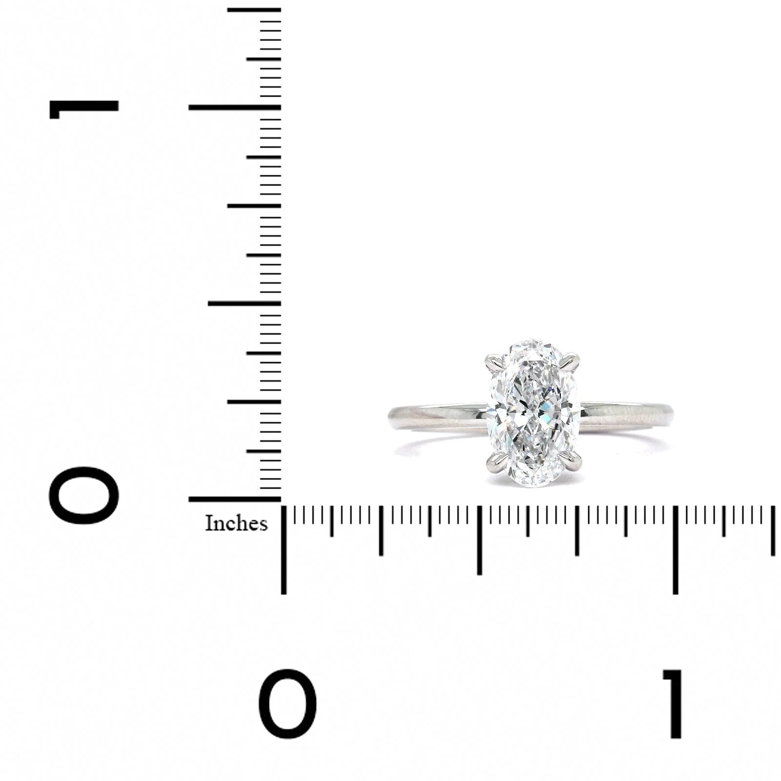 Platinum Oval Diamond Solitaire Engagement Ring - Image 3