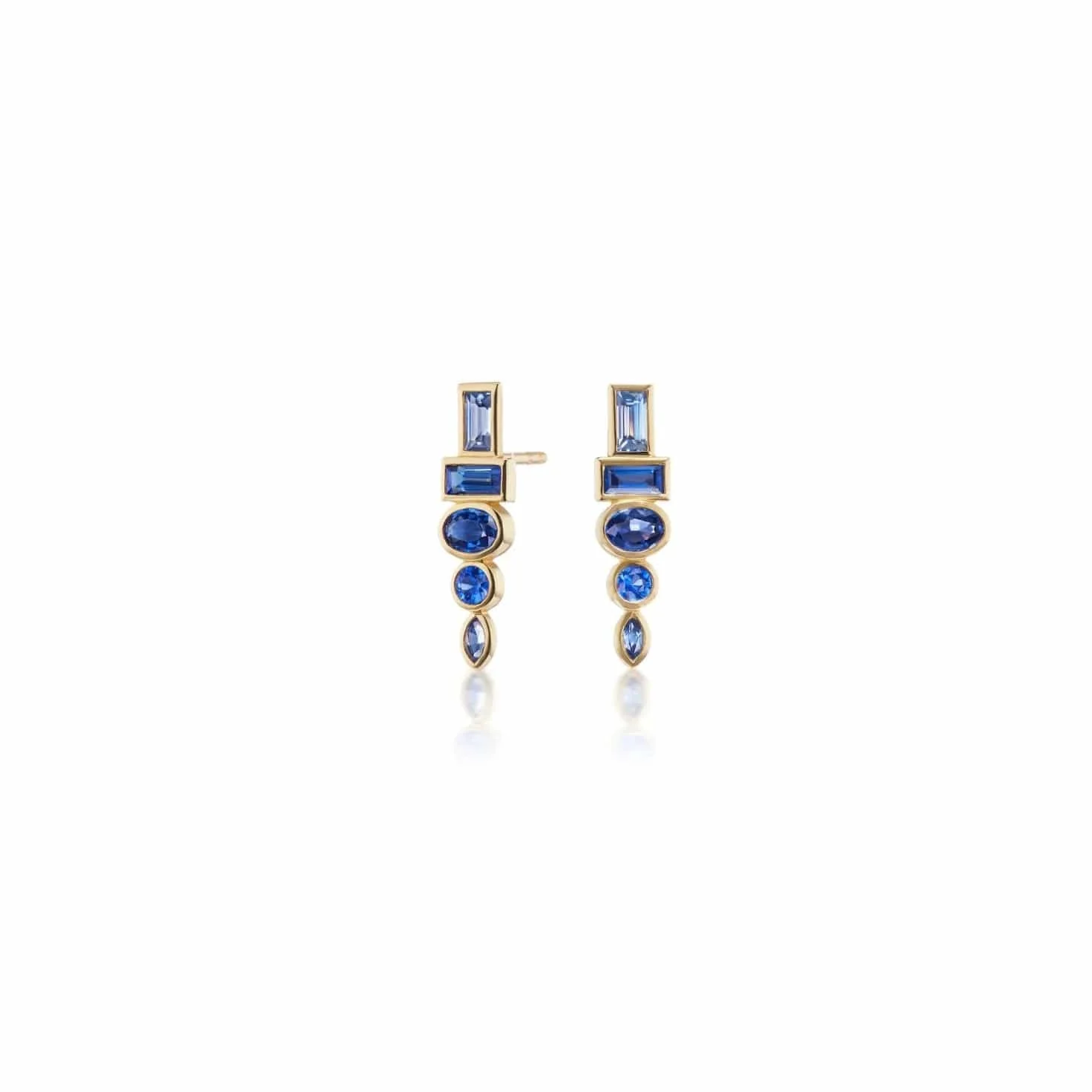 Sorellina 18K Yellow Gold Blue Sapphire Totem Stud Earrings