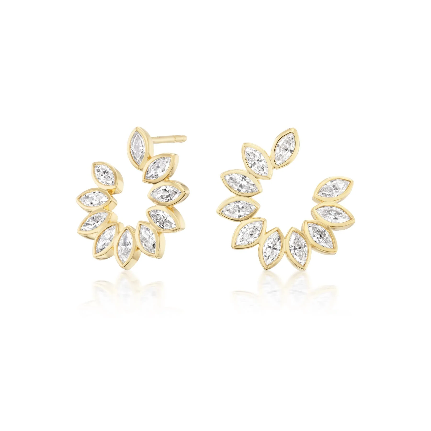 Sorellina 18K Yellow Gold Diamond Crescent Petal Earrings