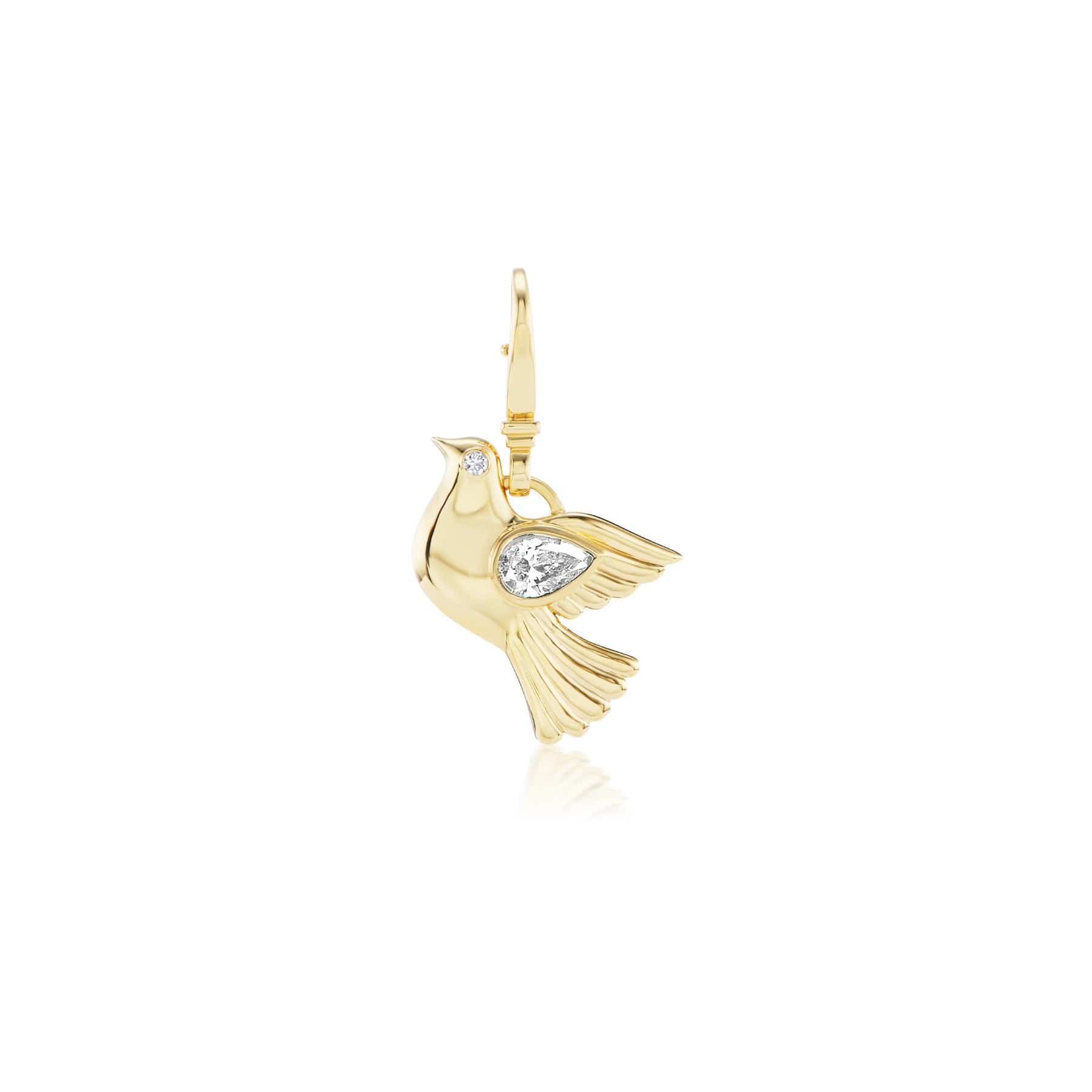 Sorellina 18K Yellow Gold Diamond Dove Pendant