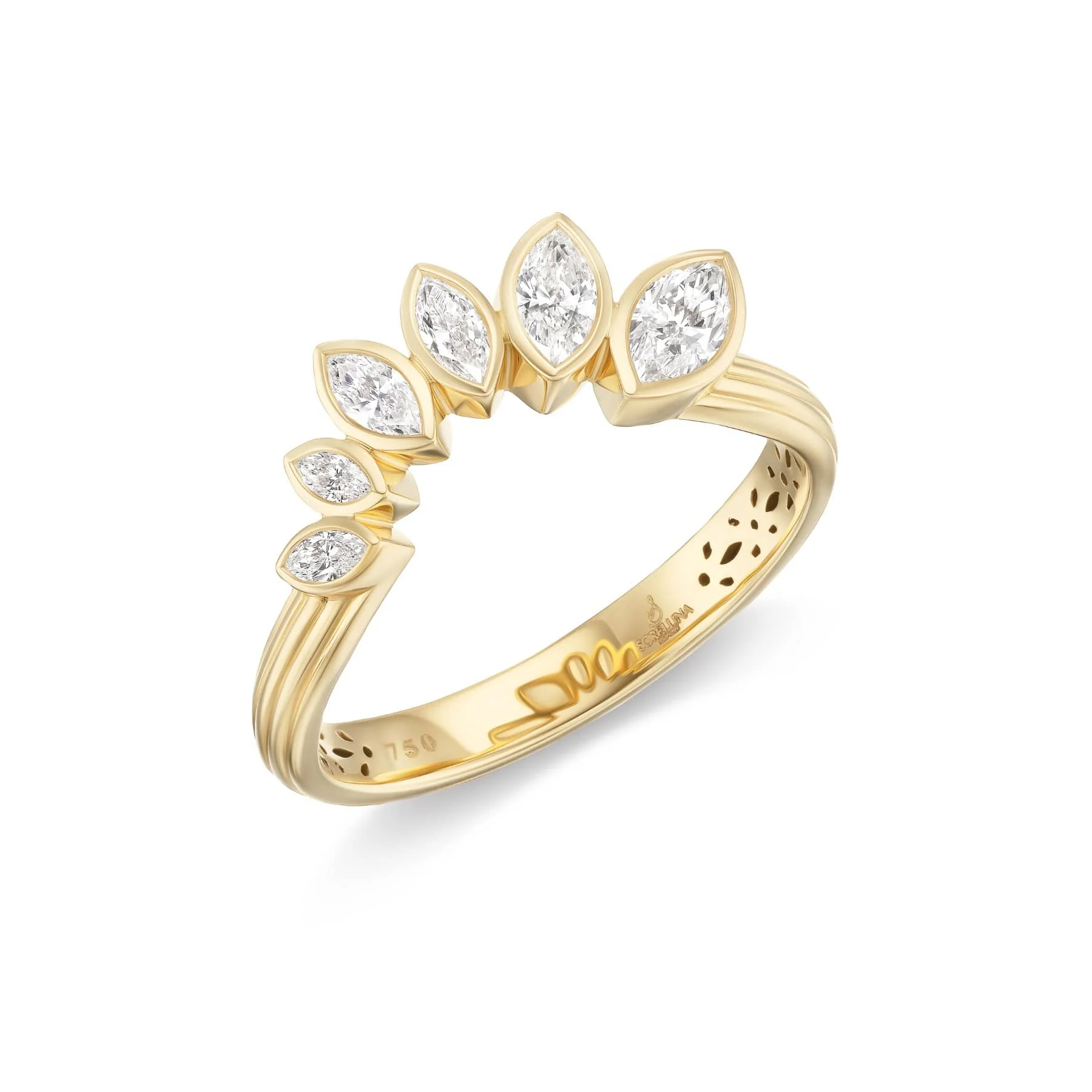 Sorellina 18K Yellow Gold Graduating Marquise Diamond Petal Ring